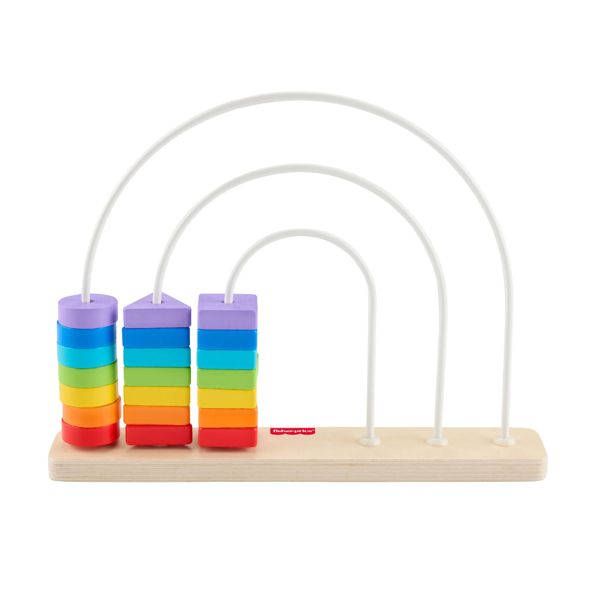 Fisher-Price Tęcza Drewniane koraliki Kształty do przesuwania Zestaw Aktywizująca zabawka dla małych dzieci 1+ - Image 6