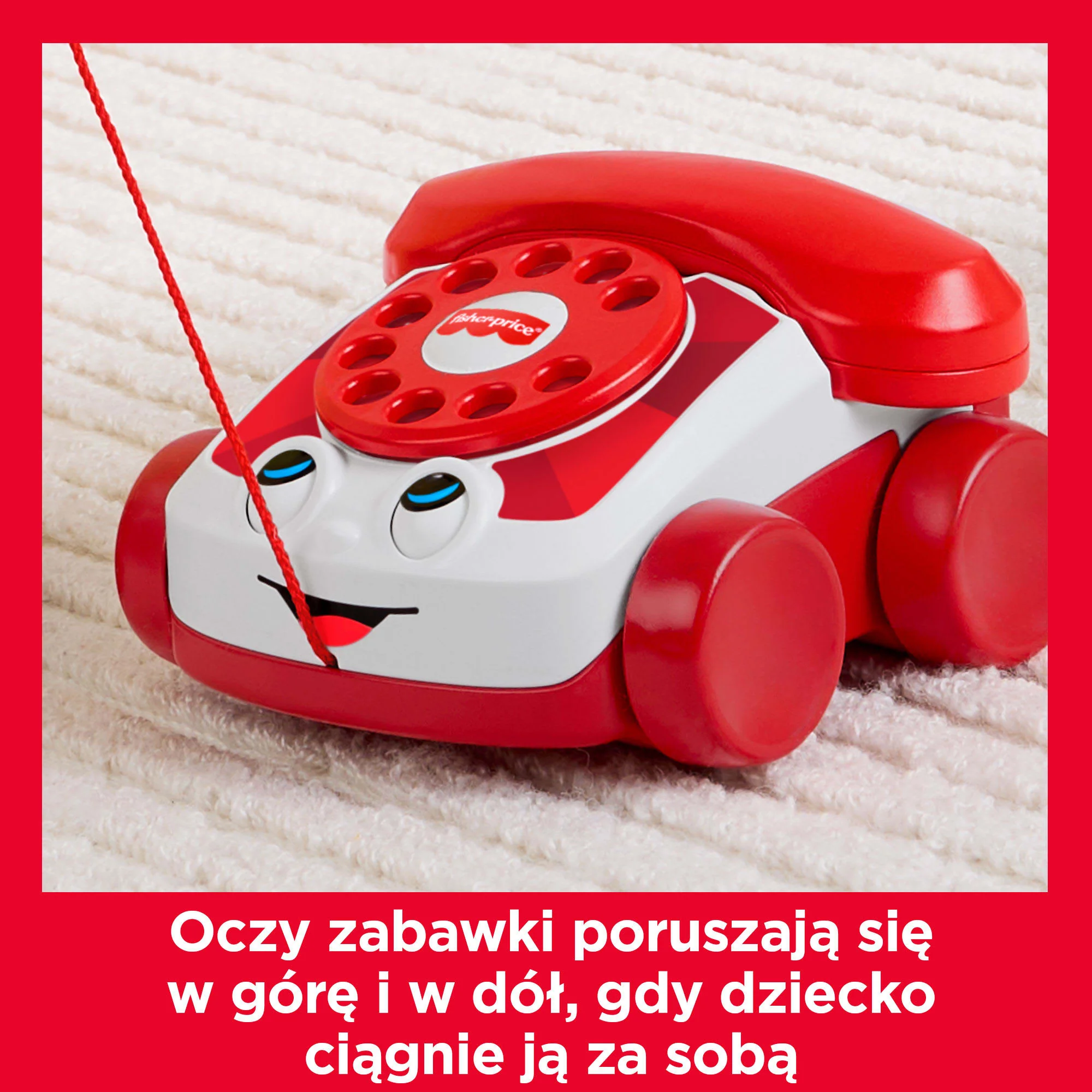 Fisher-Price Telefonik dla gadułki 80-lecie Mattel Czerwony Zabawka do ciągnięcia dla dzieci 12m+ - Image 4