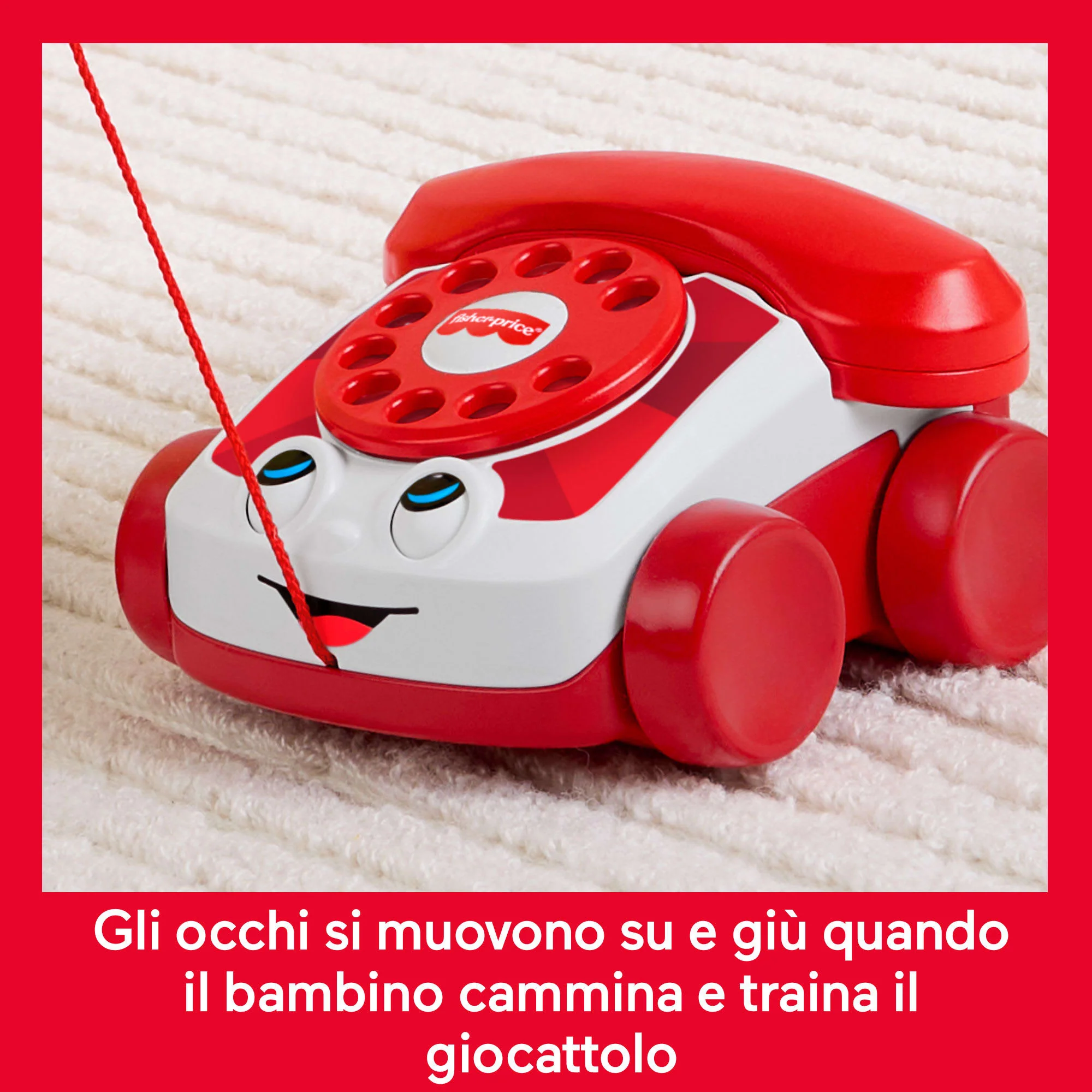 Fisher-Price Telefono Chiacchierone Rosso, Giocattolo Trainabile Per Neonati E Bimbi, Edizione Mattel 80 Anniversario - Image 4