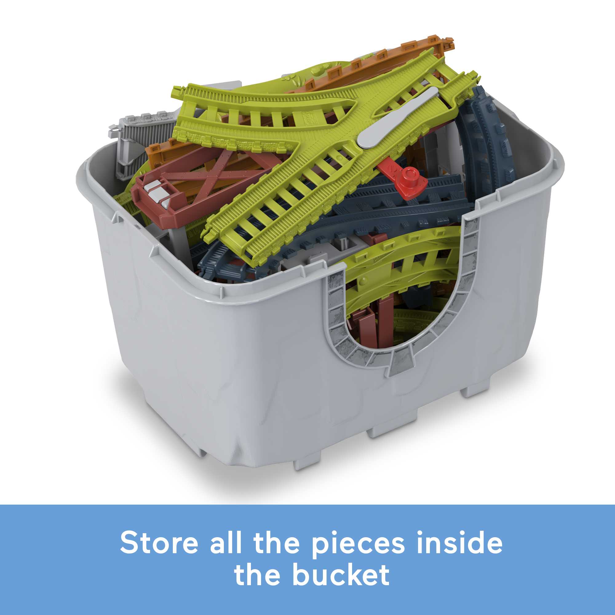 Thomas & Friends Train Tracks Set, Connect & Build Track Bucket, 34-Piece Preschool Toy - Image 4