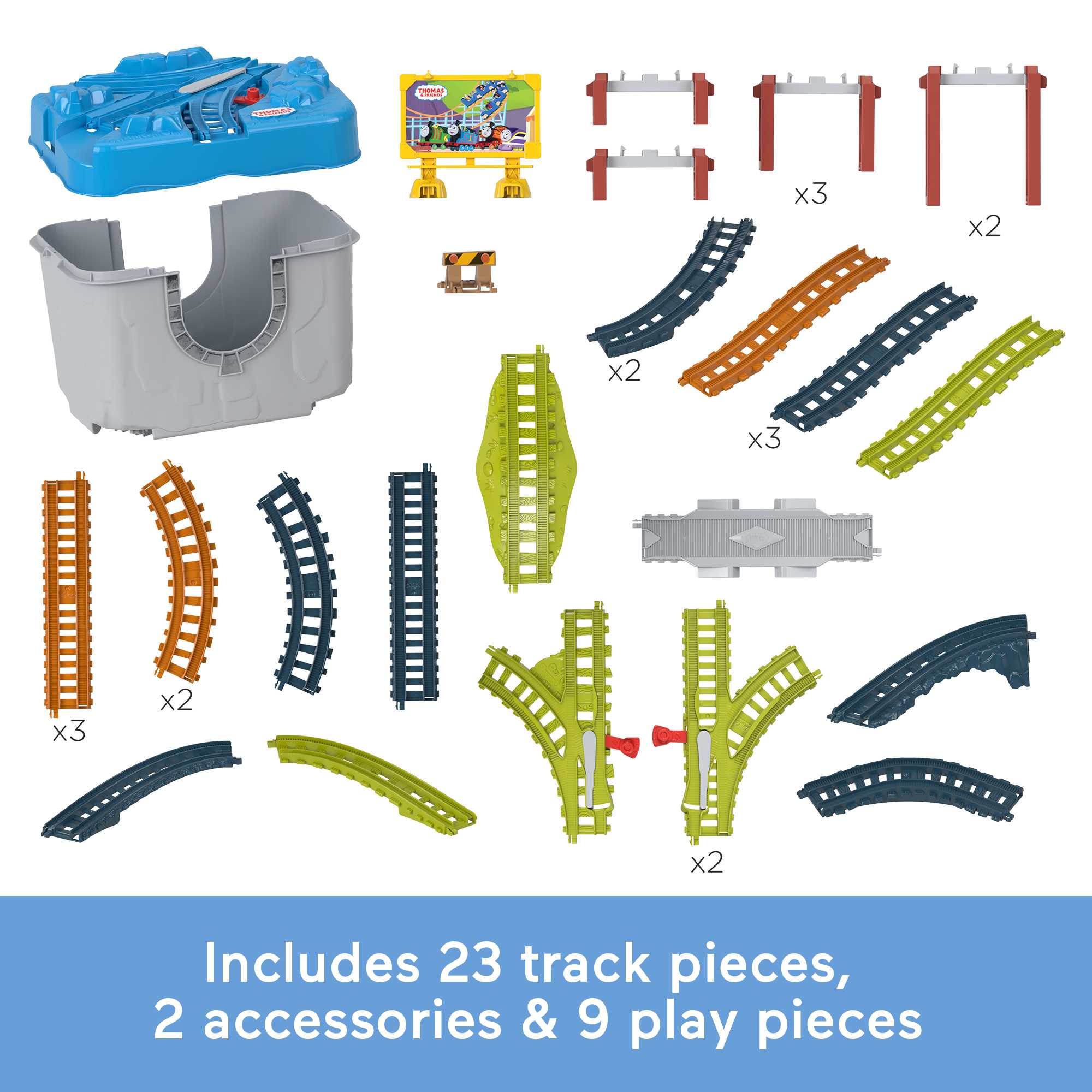 Thomas & Friends Train Tracks Set, Connect & Build Track Bucket, 34-Piece Preschool Toy - Image 5