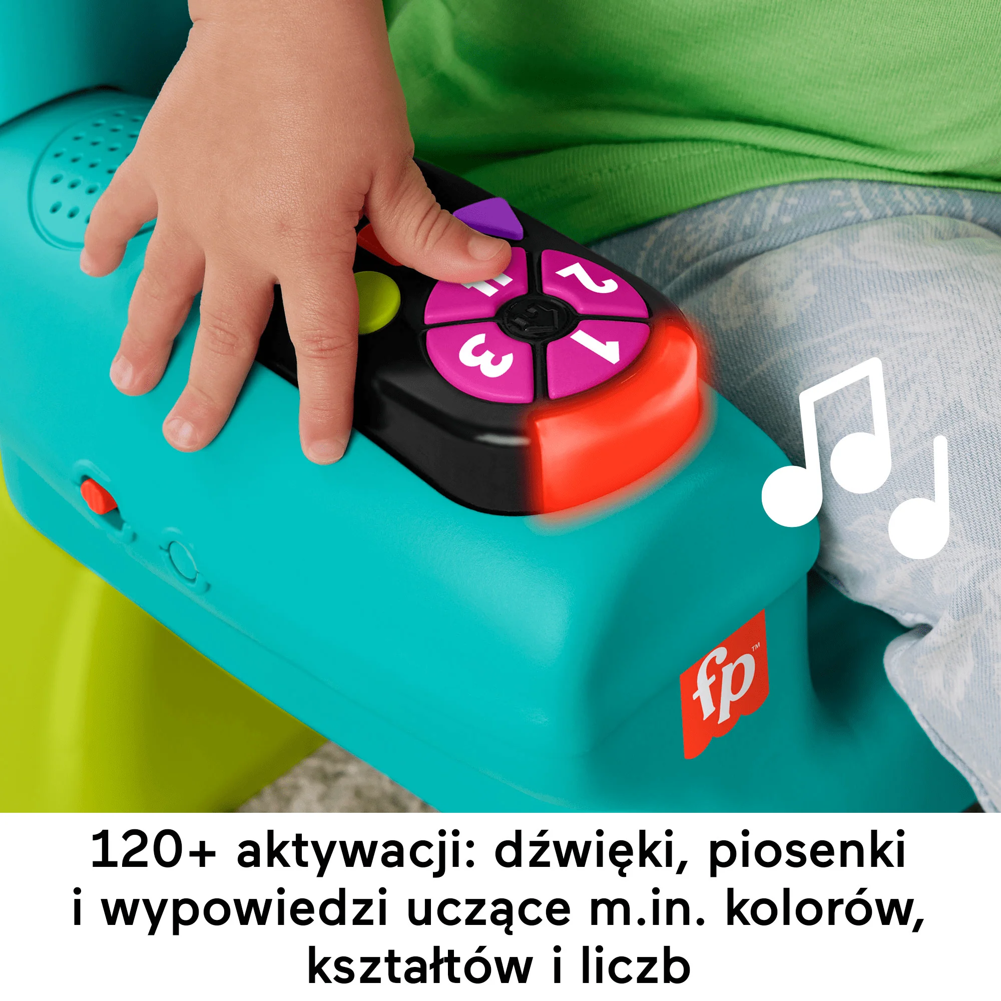 Fisher-Price „Ucz się i śmiej!” Edukacyjny Fotel Malucha Zabawka interaktywna dla dzieci (POL/ENG/CZ/SL/HU) - Image 3