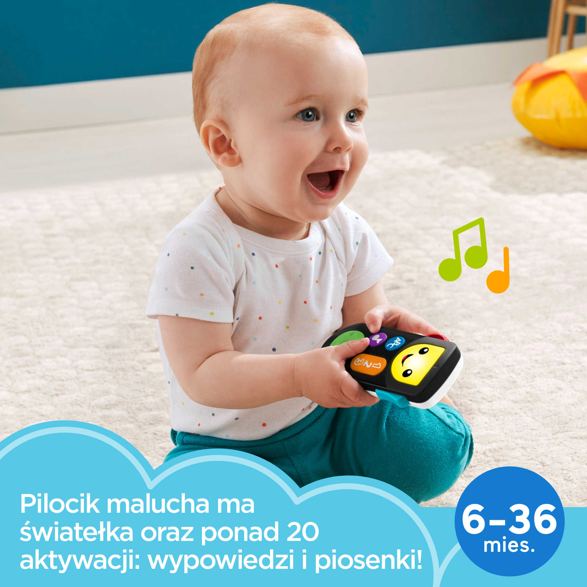 Fisher-Price „Ucz się i śmiej!” Edukacyjny pilocik Edukacyjna zabawka – wersja z wyborem języka - Image 2