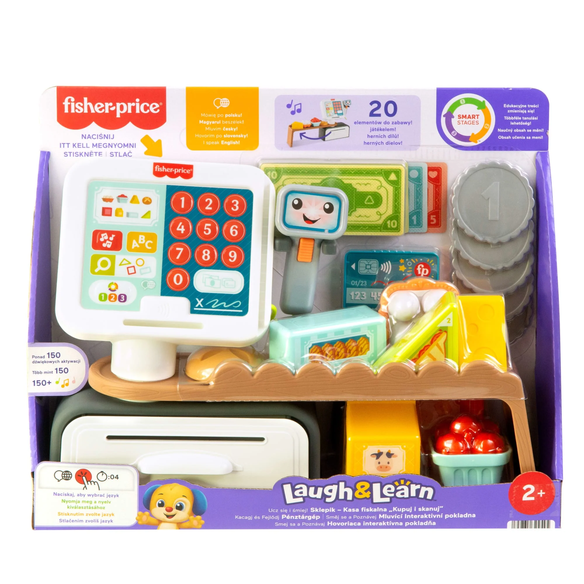 Fisher-Price „Ucz się i śmiej” Sklepik – Kasa fiskalna „Kupuj i skanuj” Zabawka interaktywna 2+ Wersja wielojęzykowa - Image 6