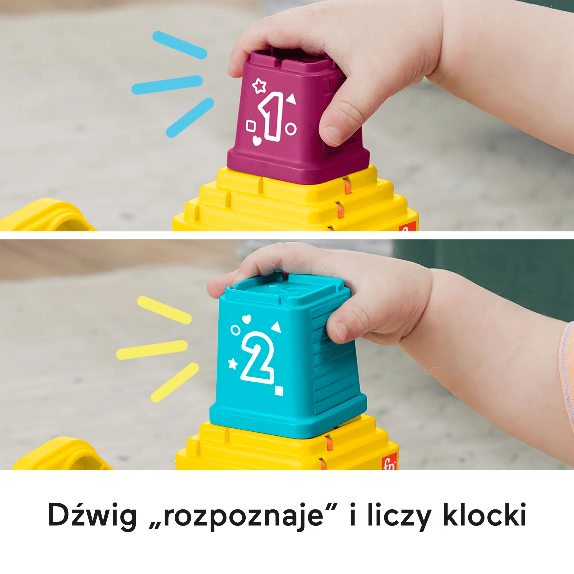 Fisher-Price Wesoły dźwig „Układaj i licz” Zabawka edukacyjna (Wersja wielojęzyczna z polskim) - Image 4