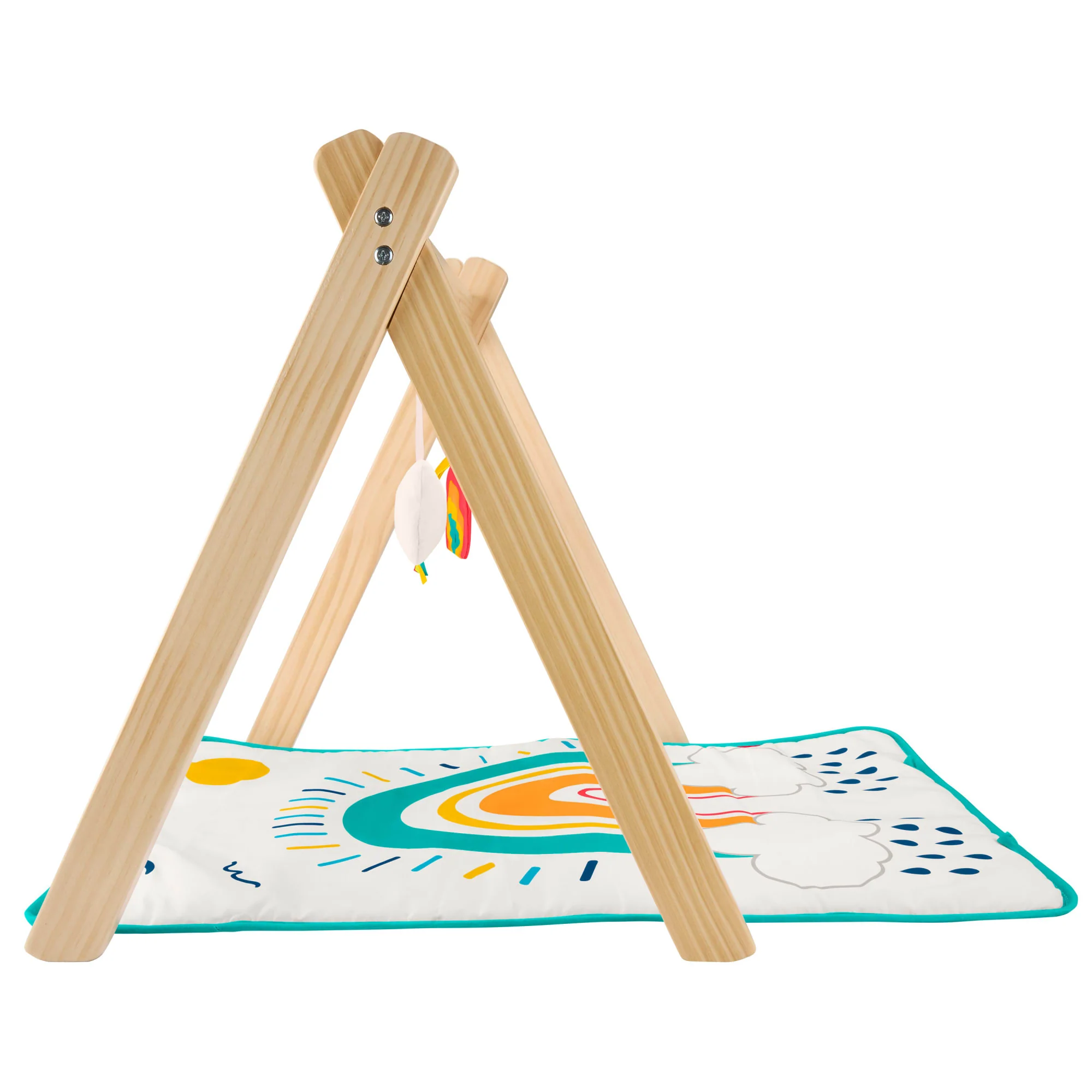 Fisher-Price Wooden Activity Gym, Wood Frame With 3 Sensory Toys & Mat For Newborn Babies - Image 5