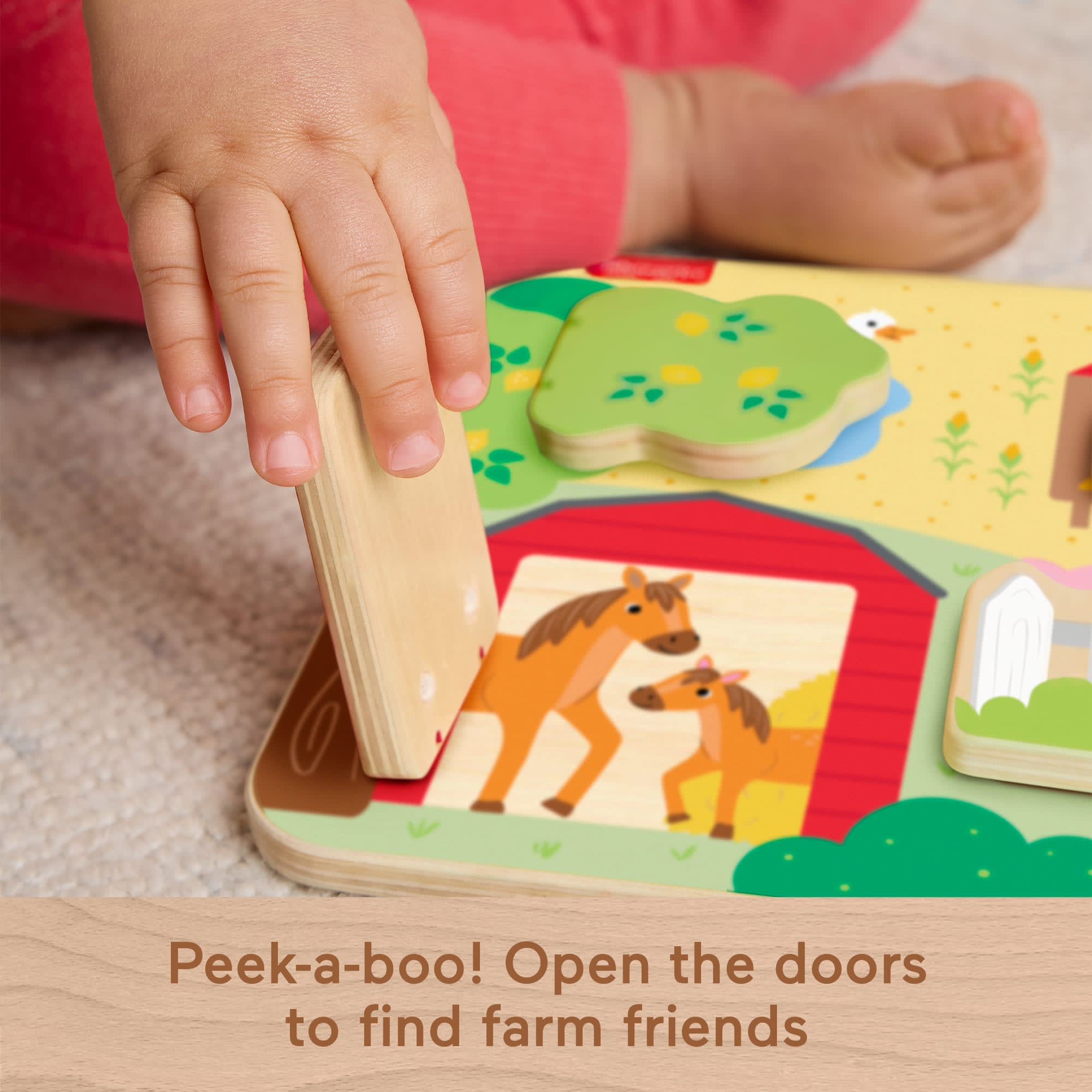 Fisher-Price Wooden Farm Animal Board Busy Activity Toy For Baby & Toddler, 1 Wood Piece - Image 4