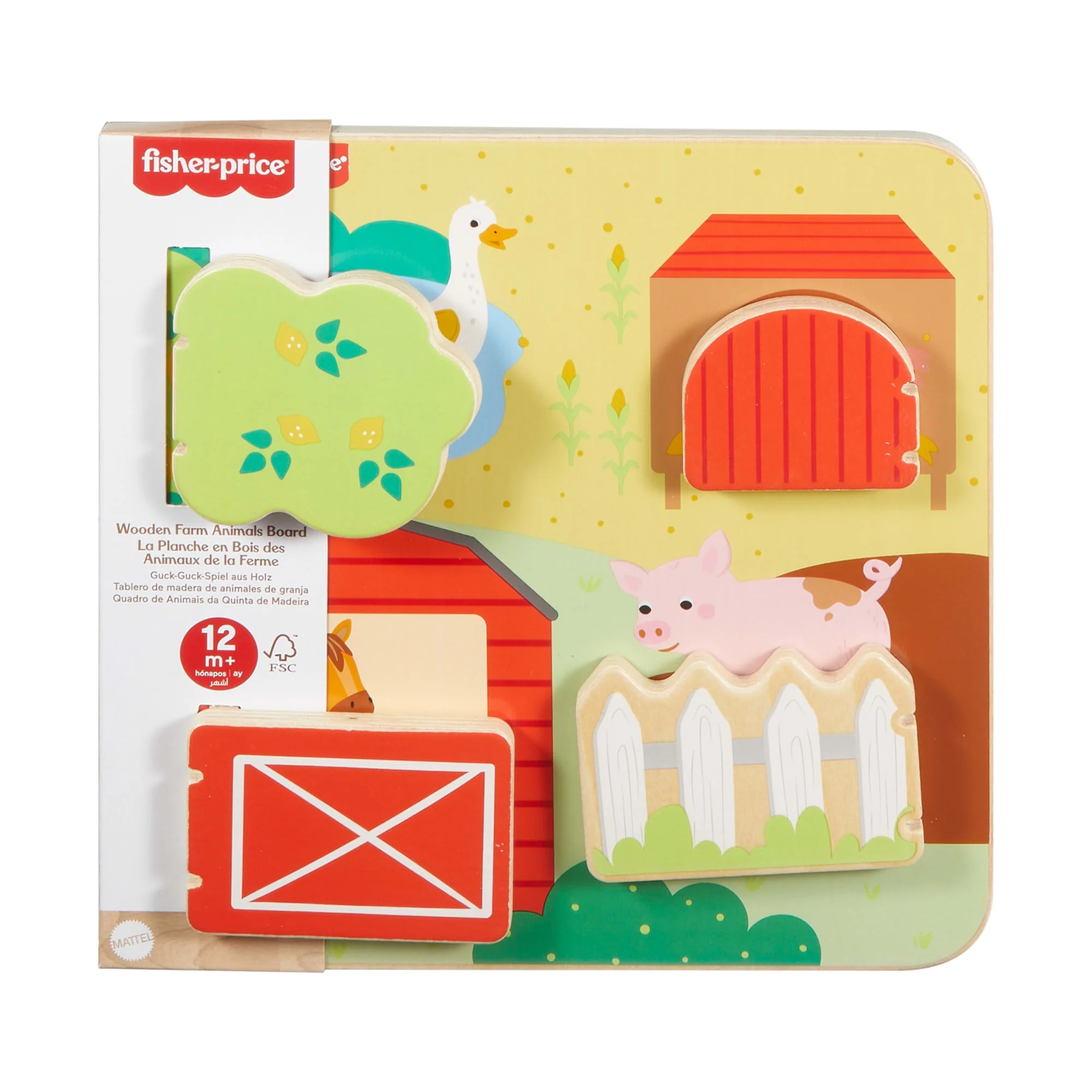 Fisher-Price Wooden Farm Animal Board Busy Activity Toy For Baby & Toddler, 1 Wood Piece - Image 6
