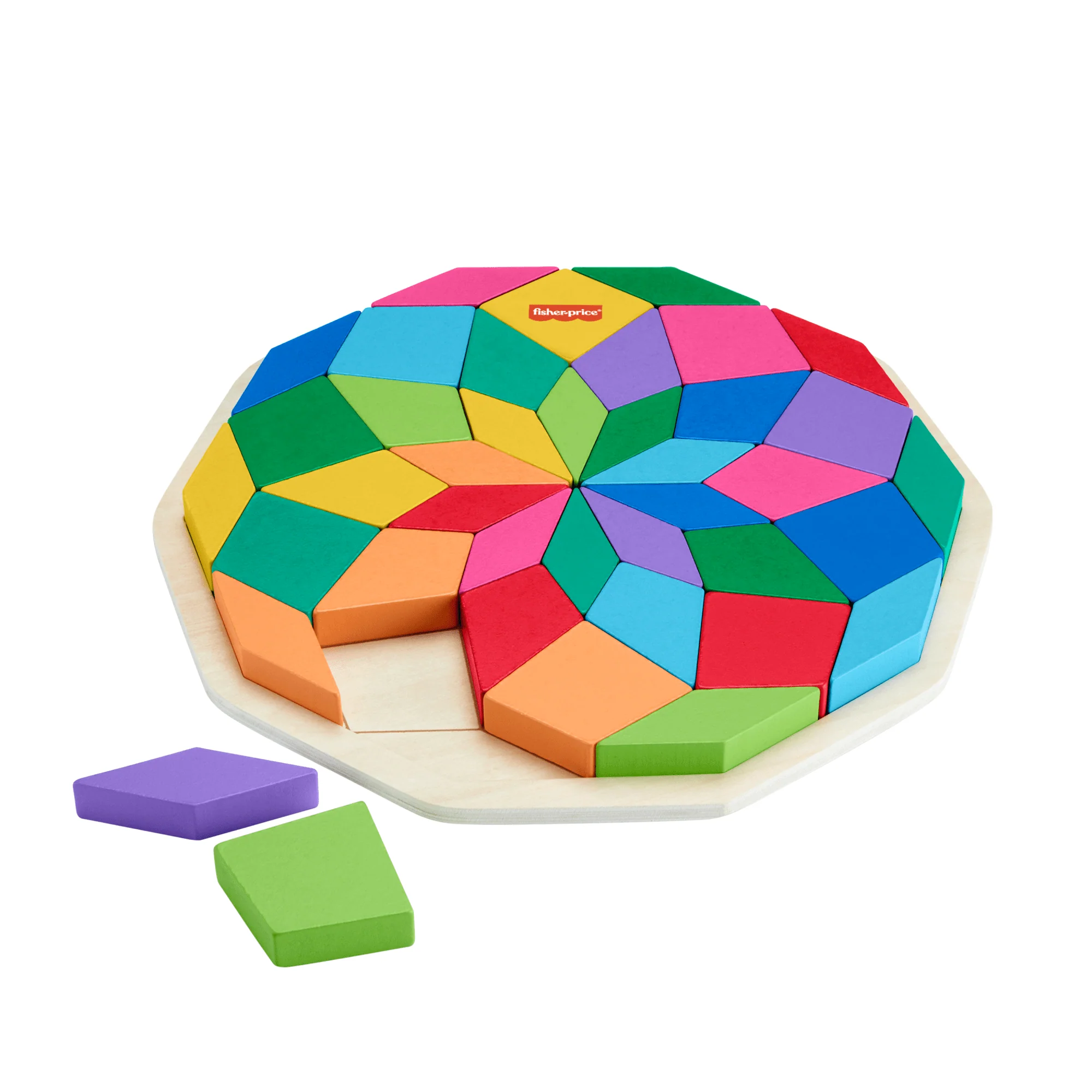 Fisher-Price Wooden Mandala Geometric Puzzle For Toddlers & Kids, 40 Wood Pieces - Image 5