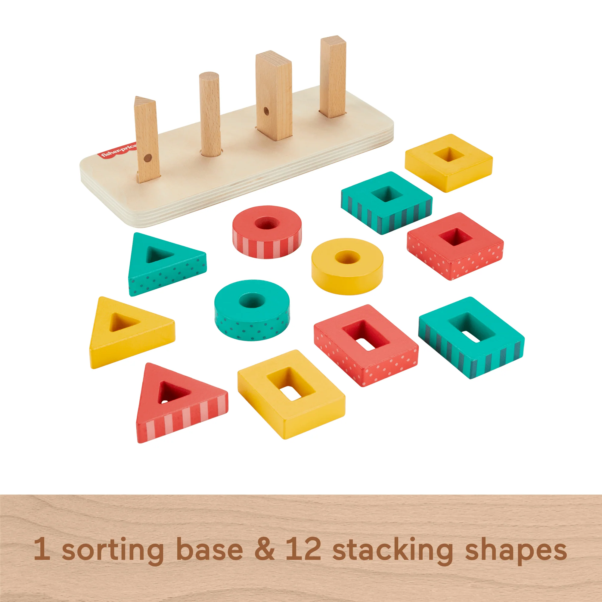 Fisher-Price Wooden Shape Stacker Toddler Sorting Toy, 13 Wood Pieces - Image 5
