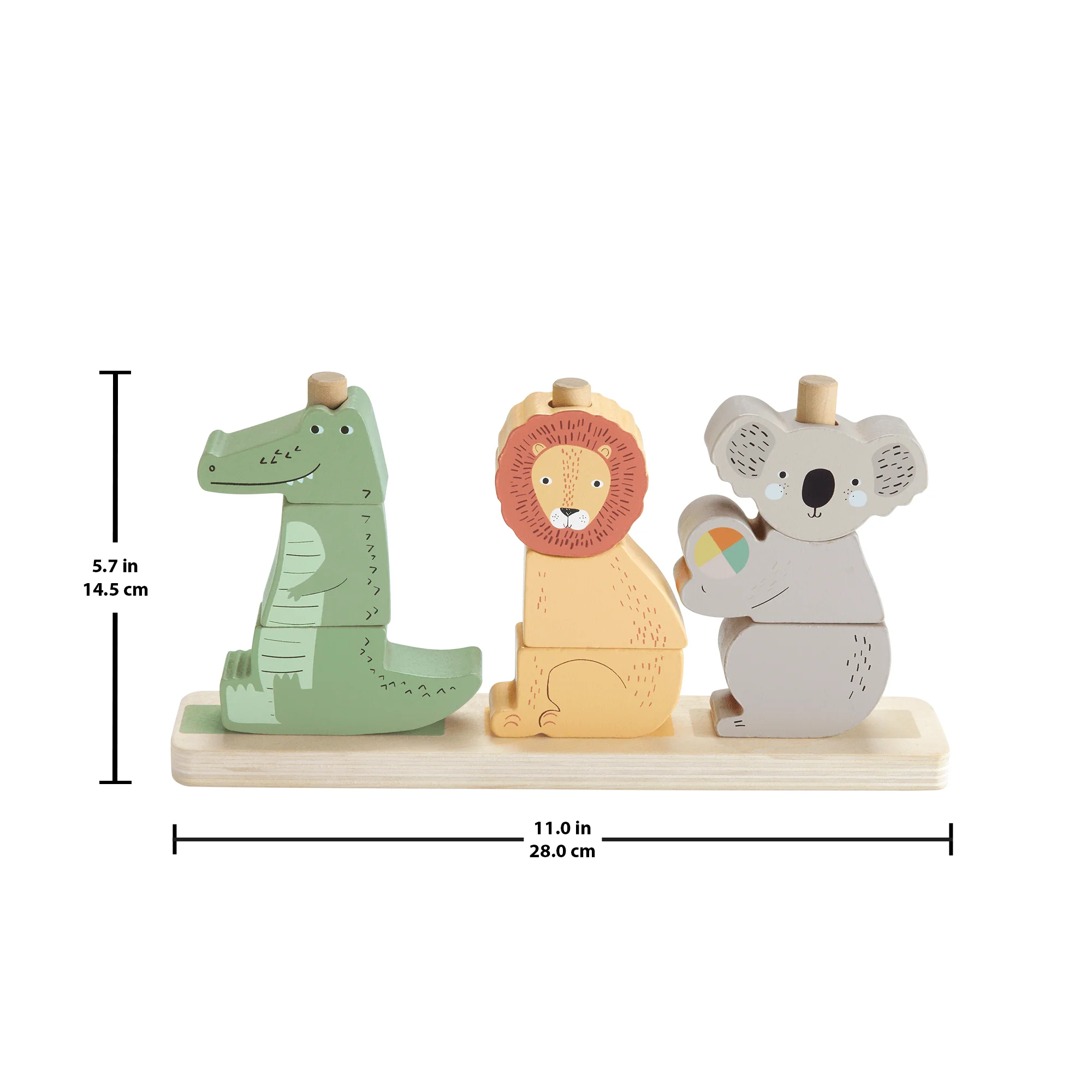 Fisher-Price Wooden Stack & Sort Animals Baby & Toddler Toy, 10 Wood Pieces - Image 6