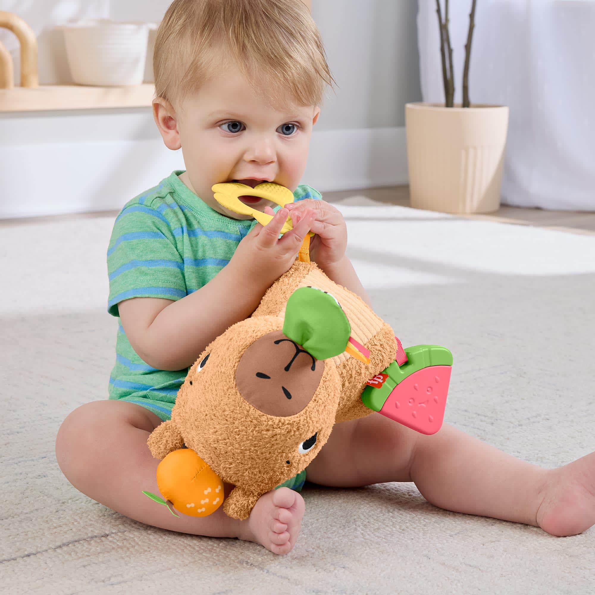 Yenidoğanlar Için Dişliği Ve Çıngırağı Olan Fisher-Price Yumuşacık Obur Kapi Duyusal Gelişime Yardımcı Pelüş Bebek Oyuncağı - Image 2