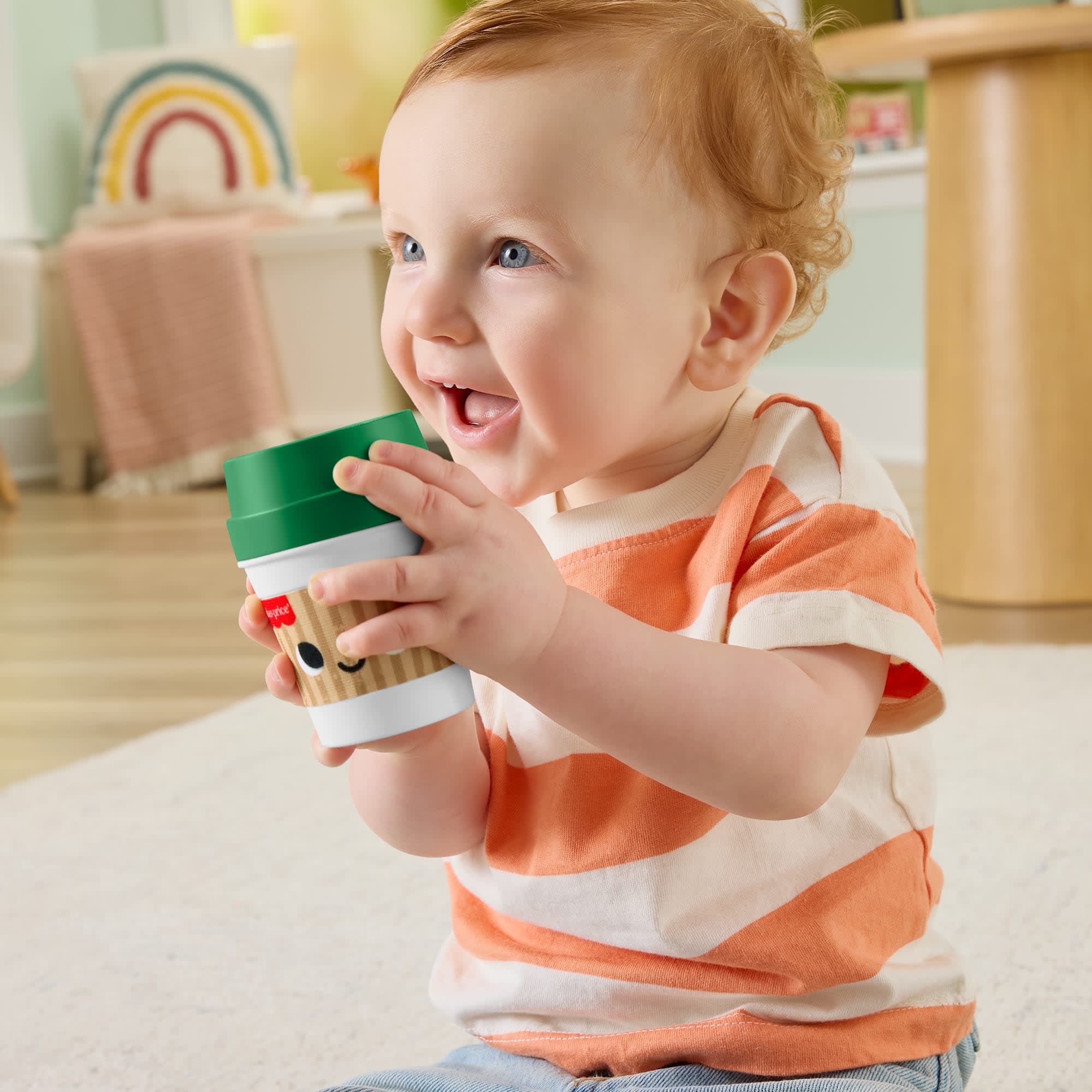 Fisher-Price Keyifli Aktiviteler Kahve Keyfi Dişlik, Yenidoğanların Duyusal Gelişimini Destekleyen Çıngıraklı Oyuncak - Image 5