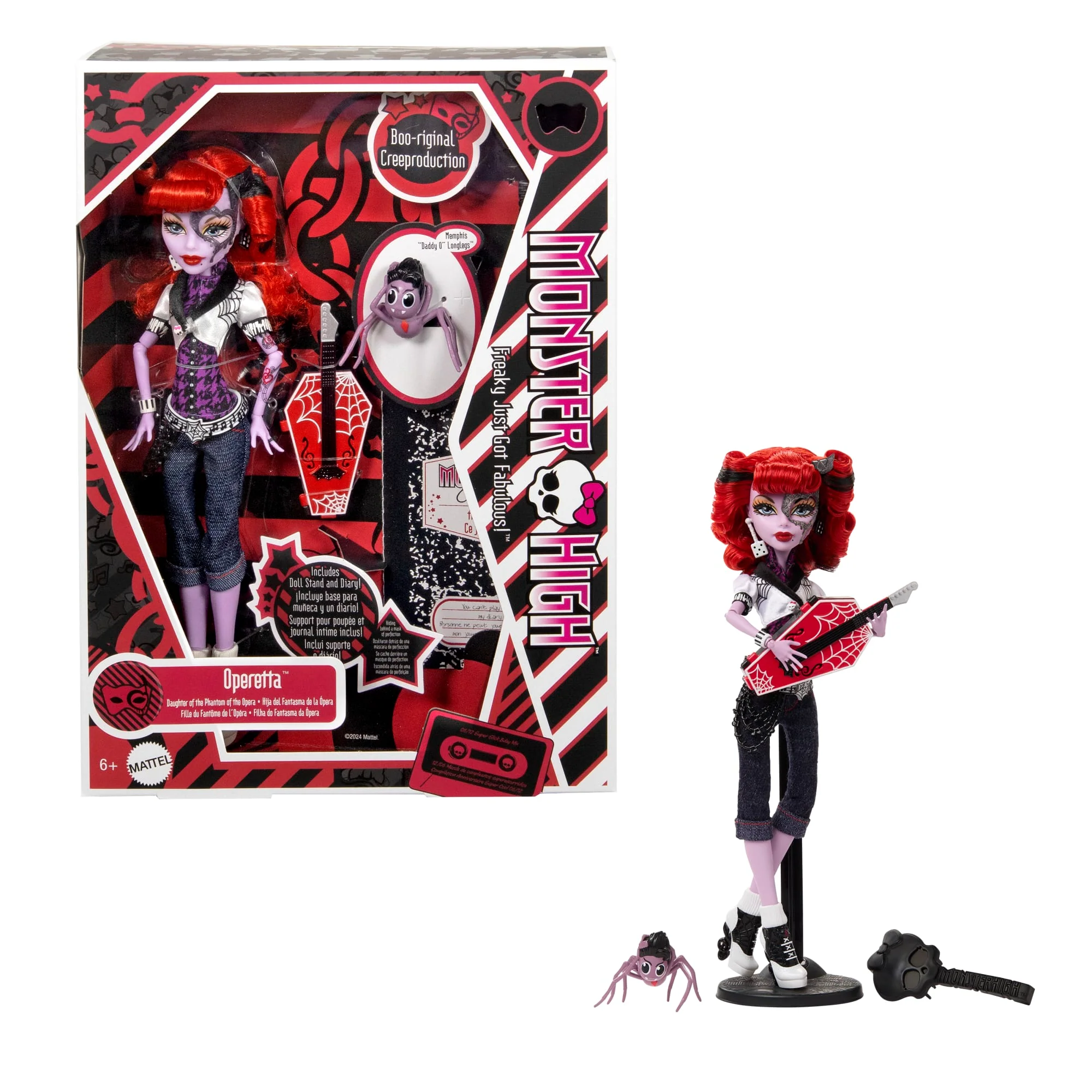 Gruselige Monster-High-Reproduktion Der Ursprünglichen Operetta-Puppe, Mit Tagebuch, Puppenständer Und Haustier