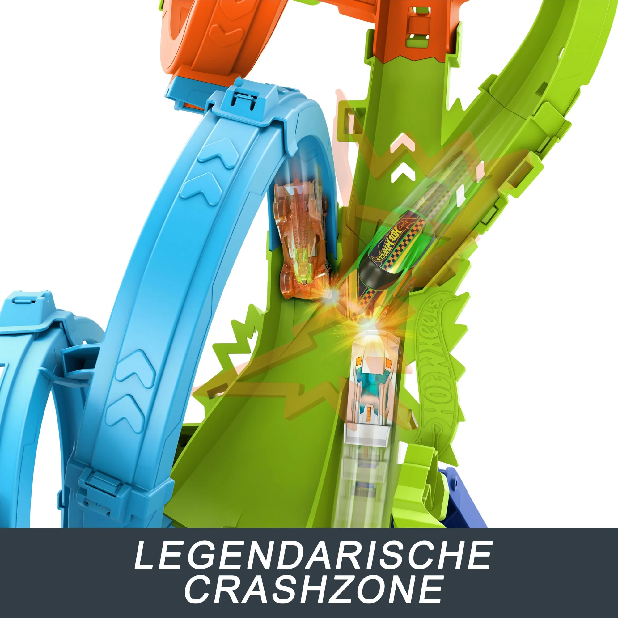 Hot Wheels Actie Crashzone Met 4 Loopings Baanset Met Gemotoriseerde Booster En Speelgoedauto (Schaal 1:64) - Image 2