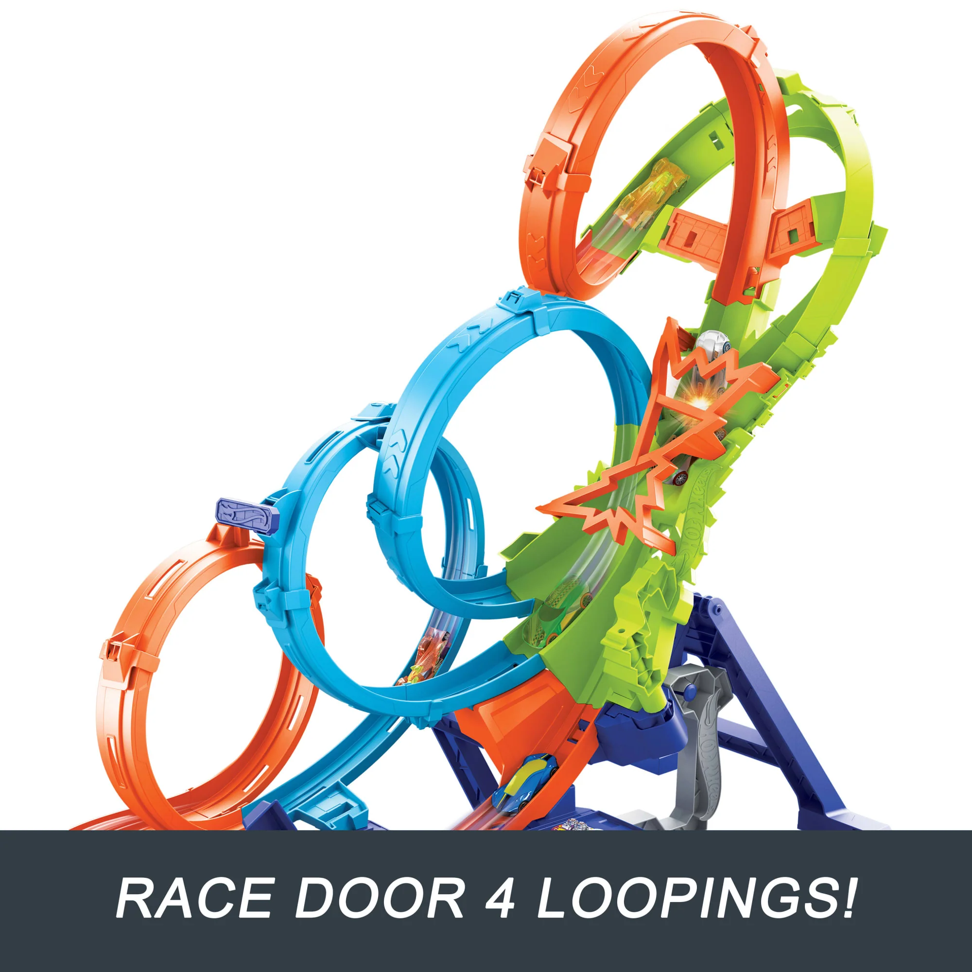 Hot Wheels Actie Crashzone Met 4 Loopings Baanset Met Gemotoriseerde Booster En Speelgoedauto (Schaal 1:64) - Image 3