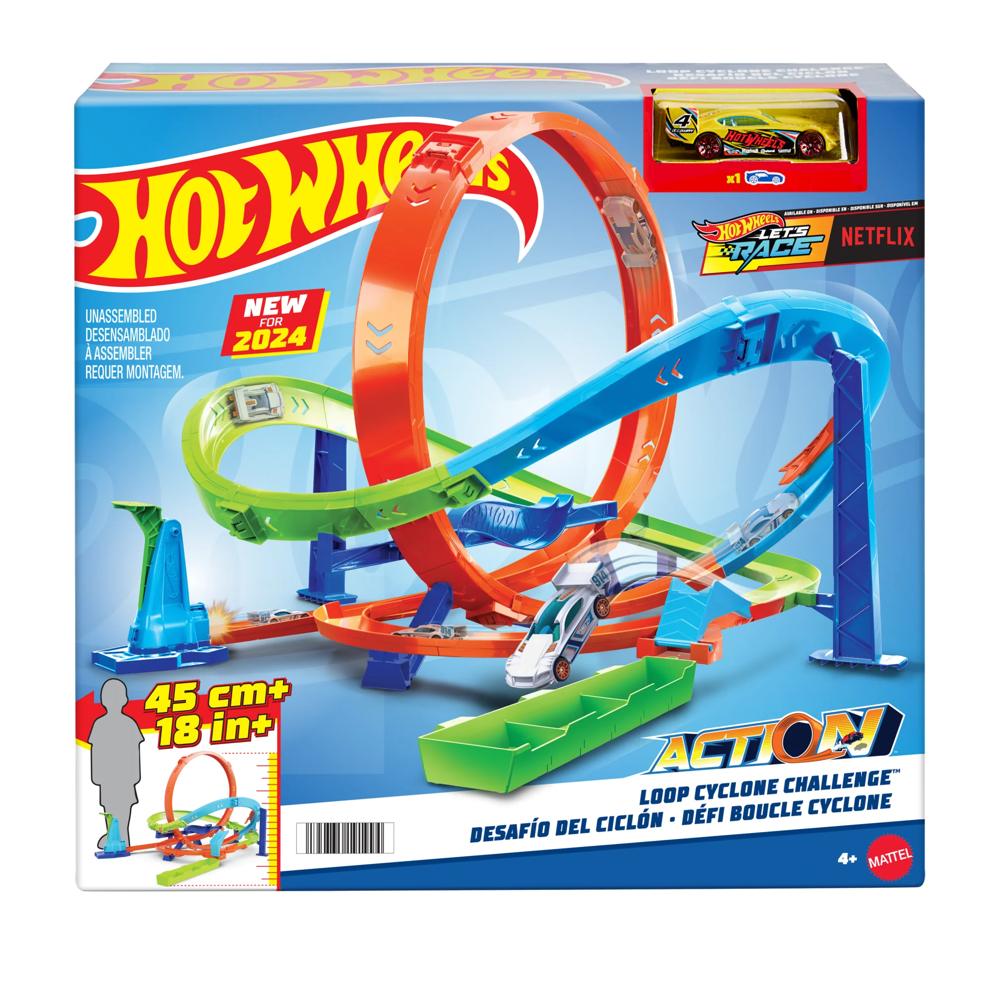Hot Wheels Actie Cycloon-Loopingset Met Speelgoedauto Op Schaal Van 1:64, Eenvoudige Opslag - Image 6