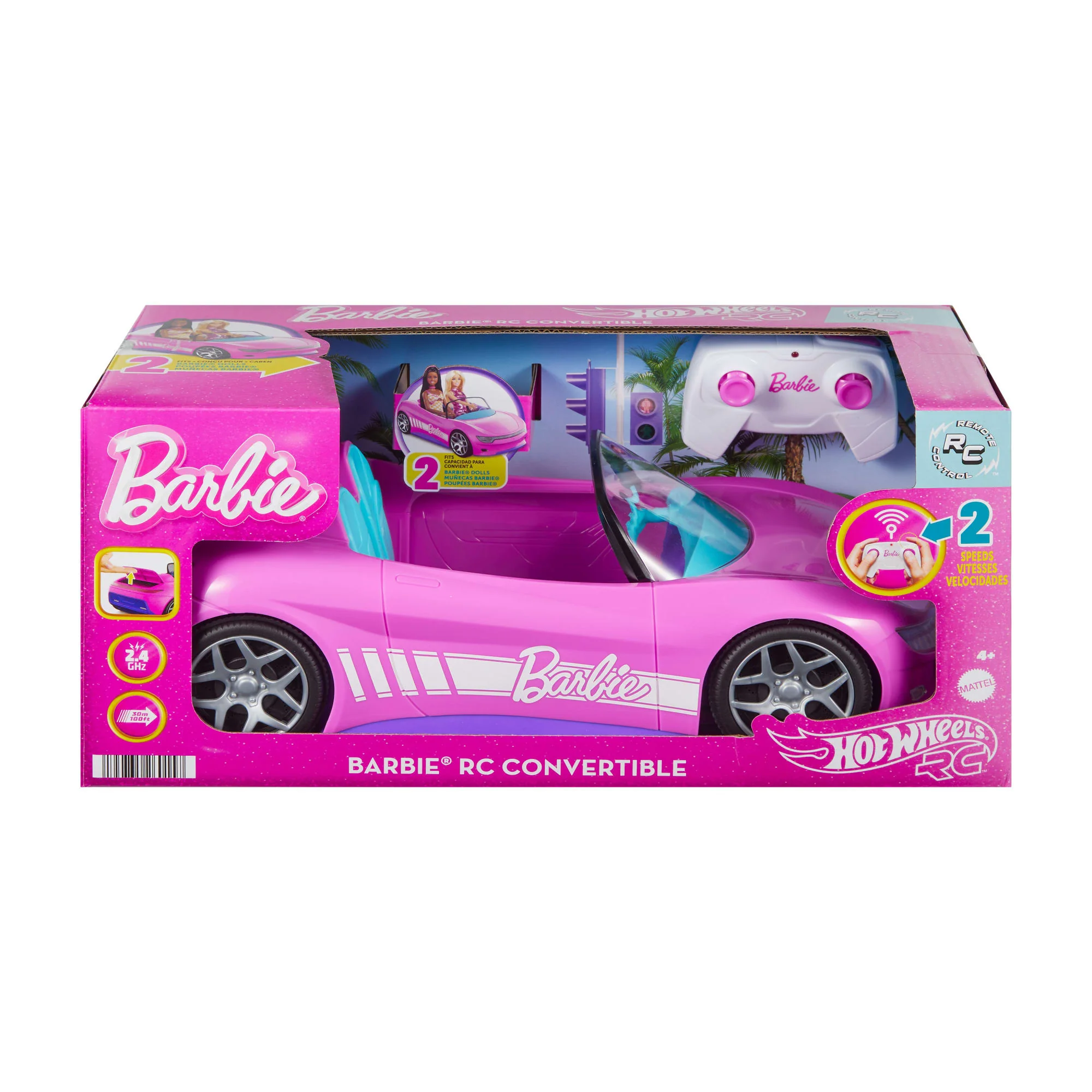 Descapotable Teledirigido De Barbie De Hot Wheels, Coche De Juguete Con Control Remoto Con Pilas Y Capacidad Para DOS Muñecas Barbie - Image 5