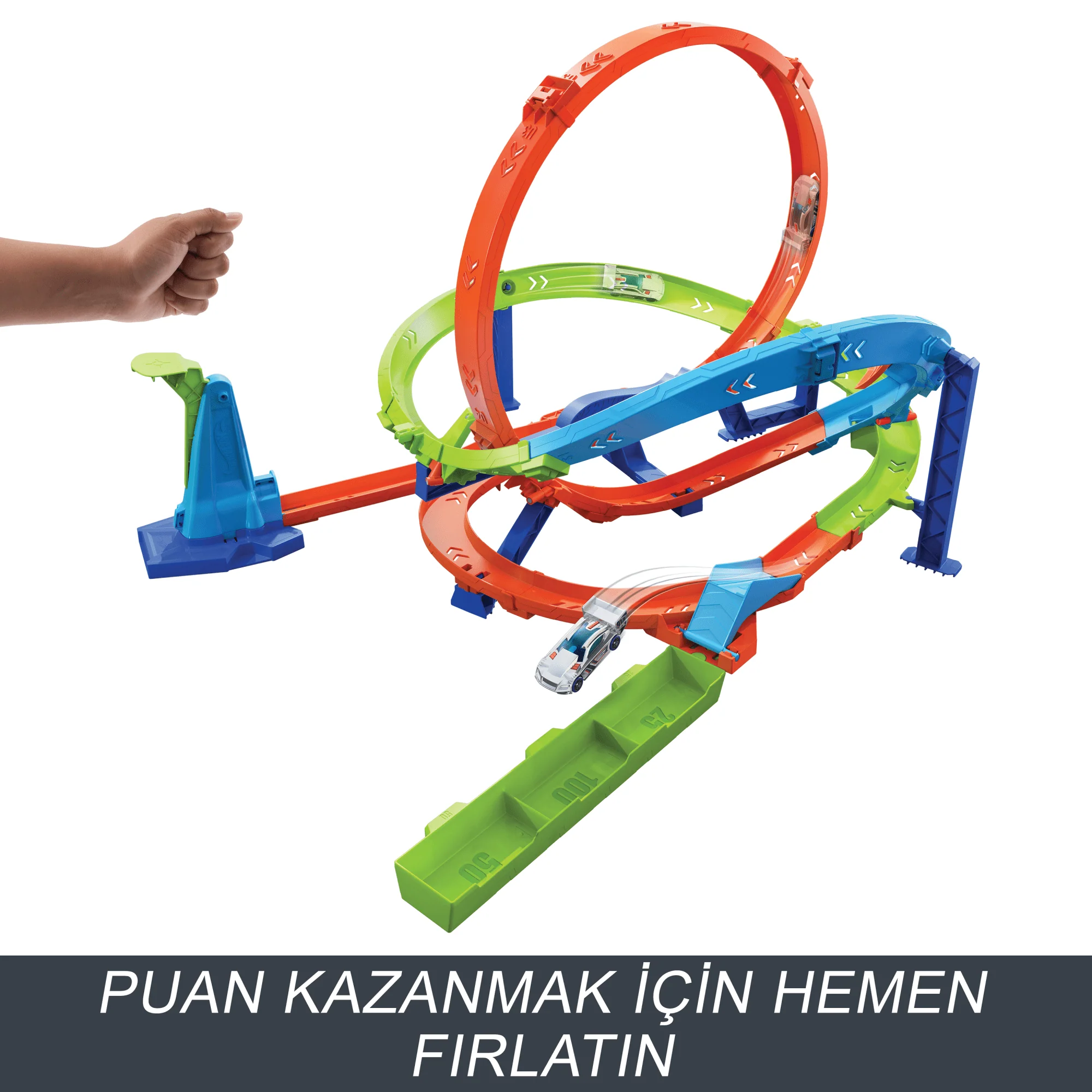 Hot Wheels Bumerang Çemberli Yarış Pisti, 1:64 Ölçekli Oyuncak Araba, Kolayca Saklanabilir - Image 4