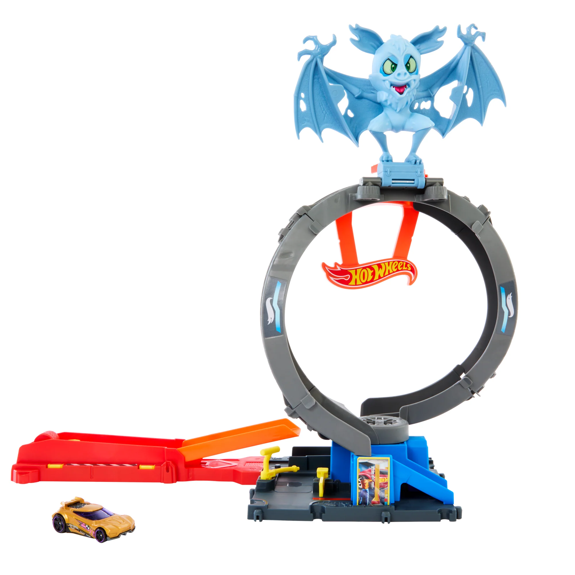 Conjunto Circuito Ataque Del Murciélago De Hot Wheels City Con Un Coche A Escala 1:64