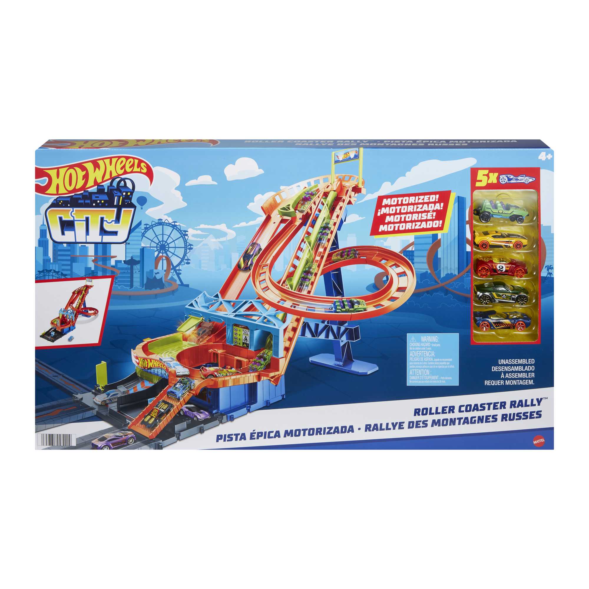 Hot Wheels City - Πίστα Ράλι Τρενάκι Λούνα Παρκ Με 5 Αυτοκινητάκια Hot Wheels - Image 5
