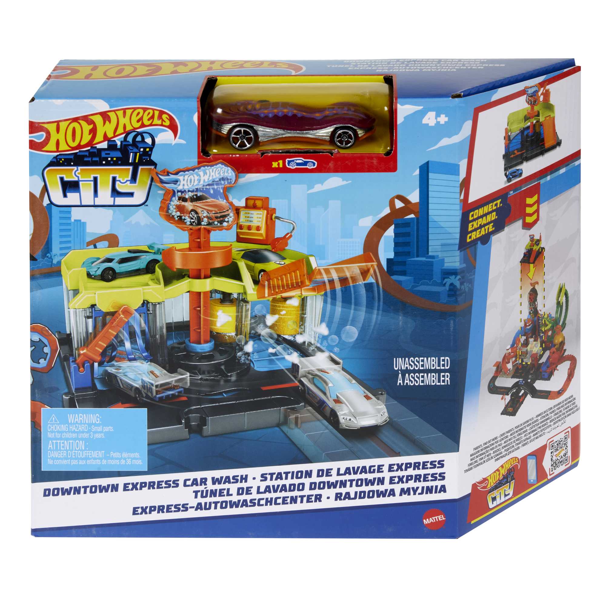 Hot Wheels City Downtown Express Car Wash Playset, With 1 Toy Car - Image 6