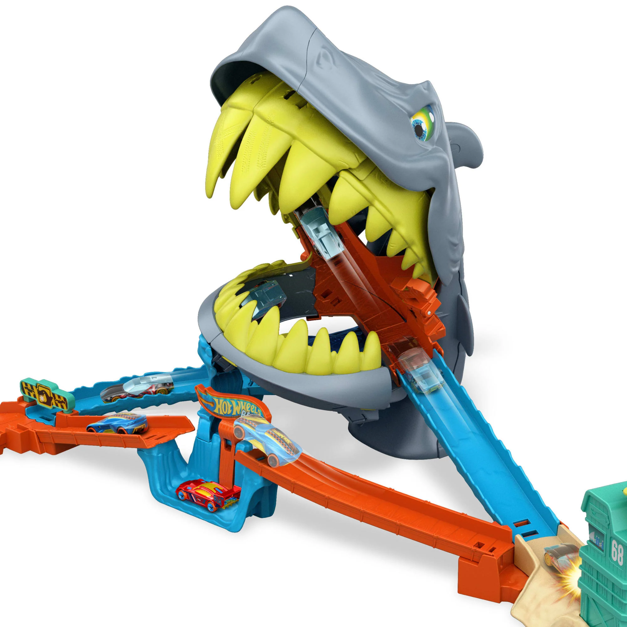 Büyük Bir Zafer Anı Yaşatan Hot Wheels City Köpek Balığı Macerası Oyun Seti Ve 1:64 Ölçekli Metal Oyuncak Araba - Image 3