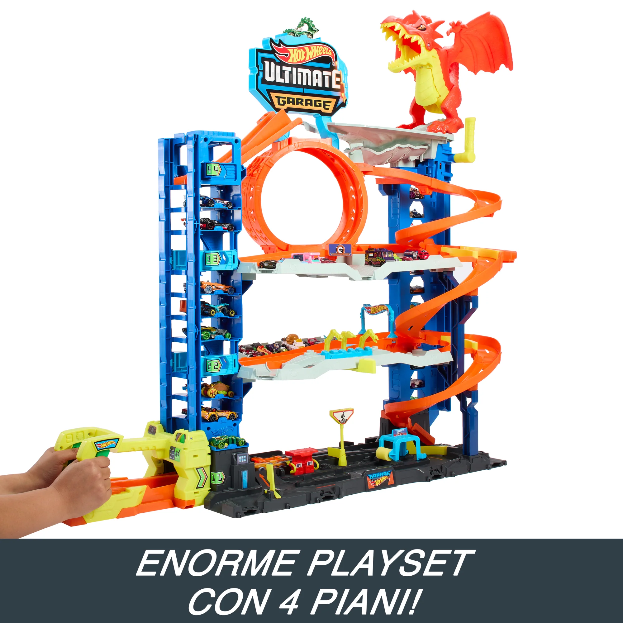 Hot Wheels City MEGA Garage Playset Con 2 Macchinine Die-Cast, Box Per Riporre Oltre 50 Macchinine - Image 3