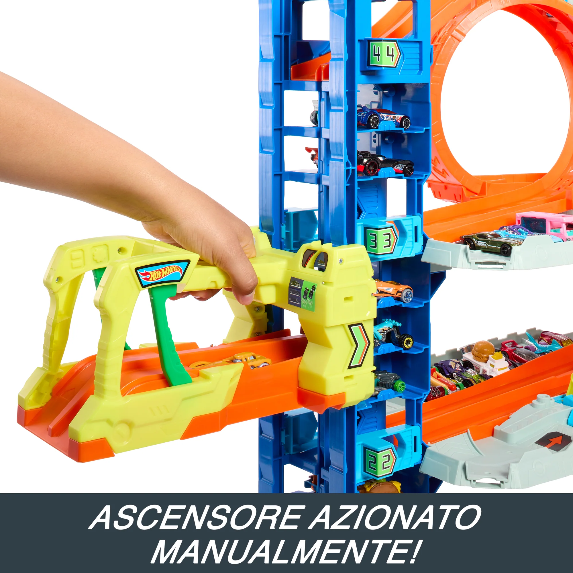 Hot Wheels City MEGA Garage Playset Con 2 Macchinine Die-Cast, Box Per Riporre Oltre 50 Macchinine - Image 4