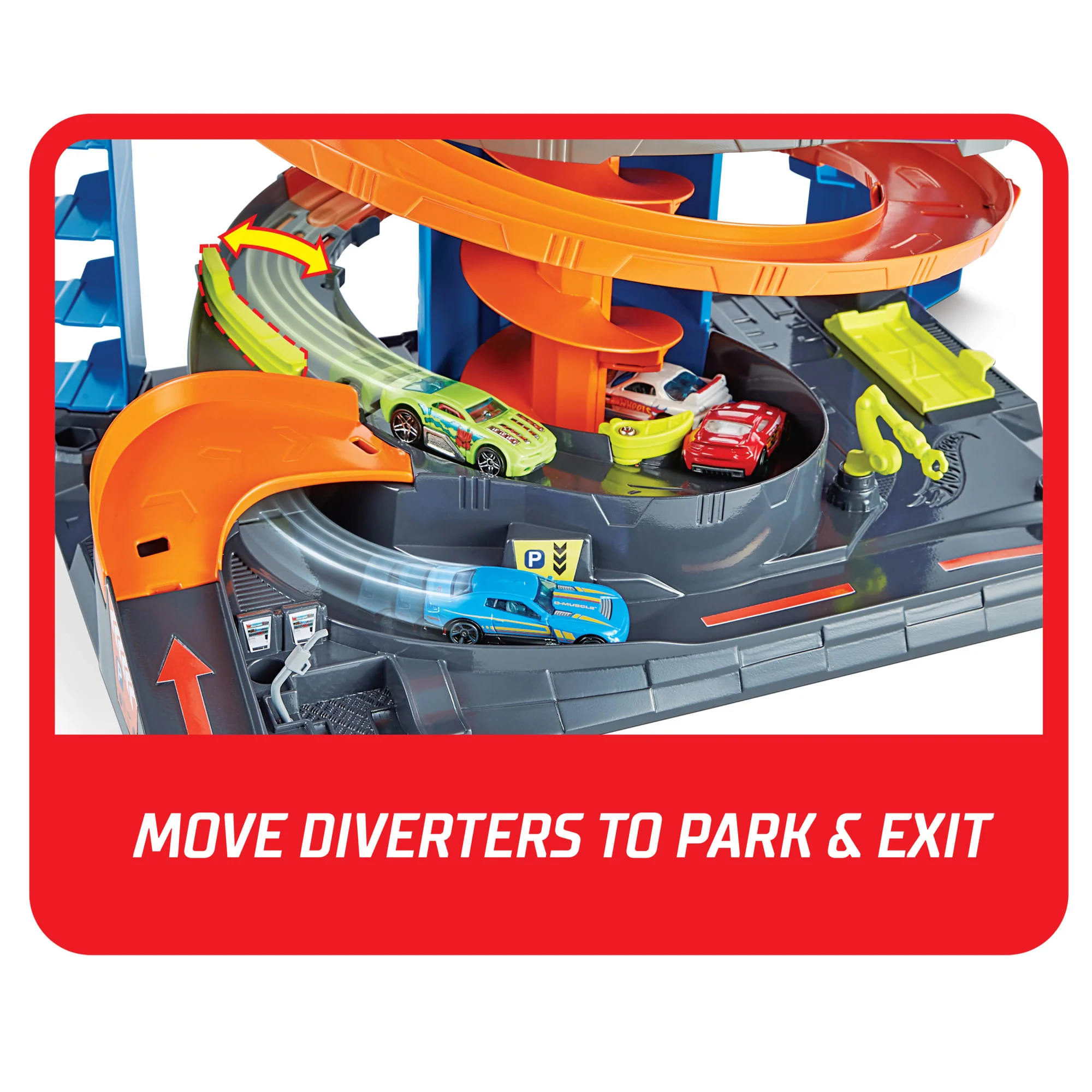 Hot Wheels City Mega Garage Playset with Corkscrew Elevator & Storage for 60+ Cars - Image 3