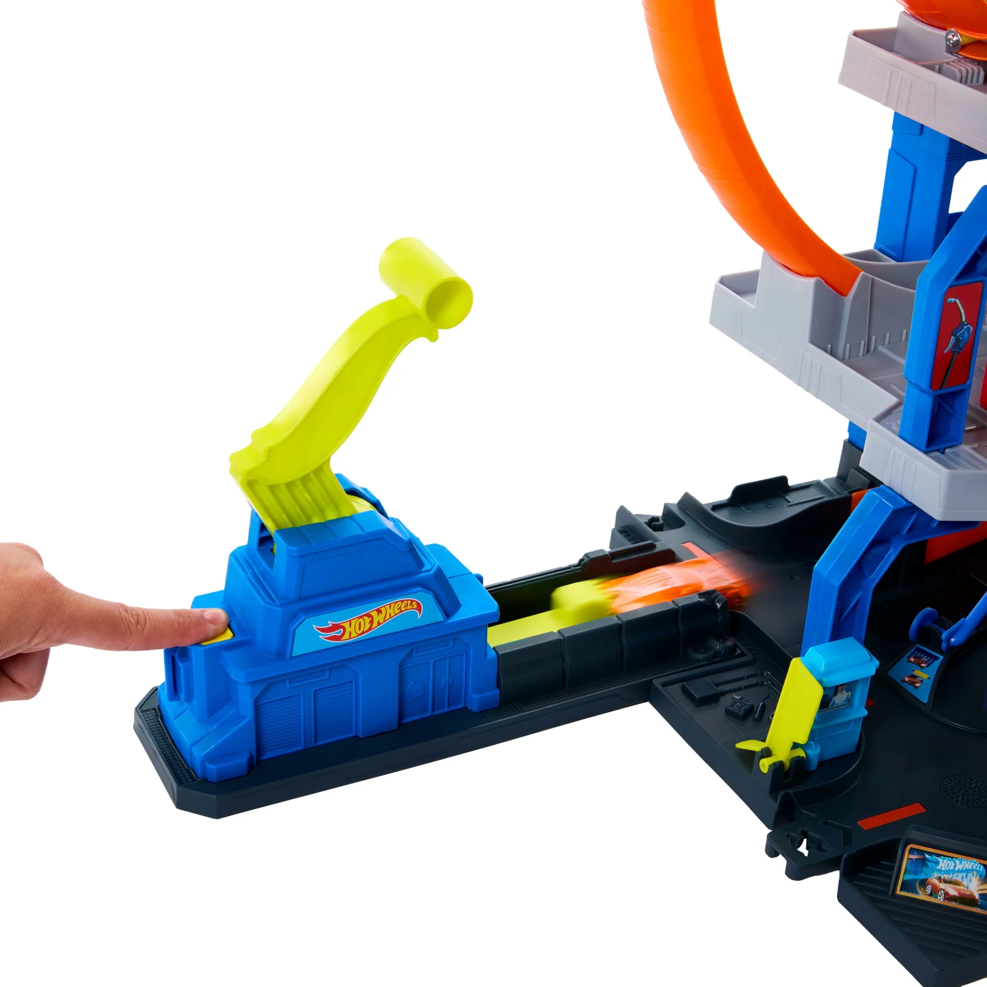 Hot Wheels City MEGA Garaż Gigapętla Zestaw Parking + samochód w skali 1:64 i helikopter Zabawka 4+ - Image 4