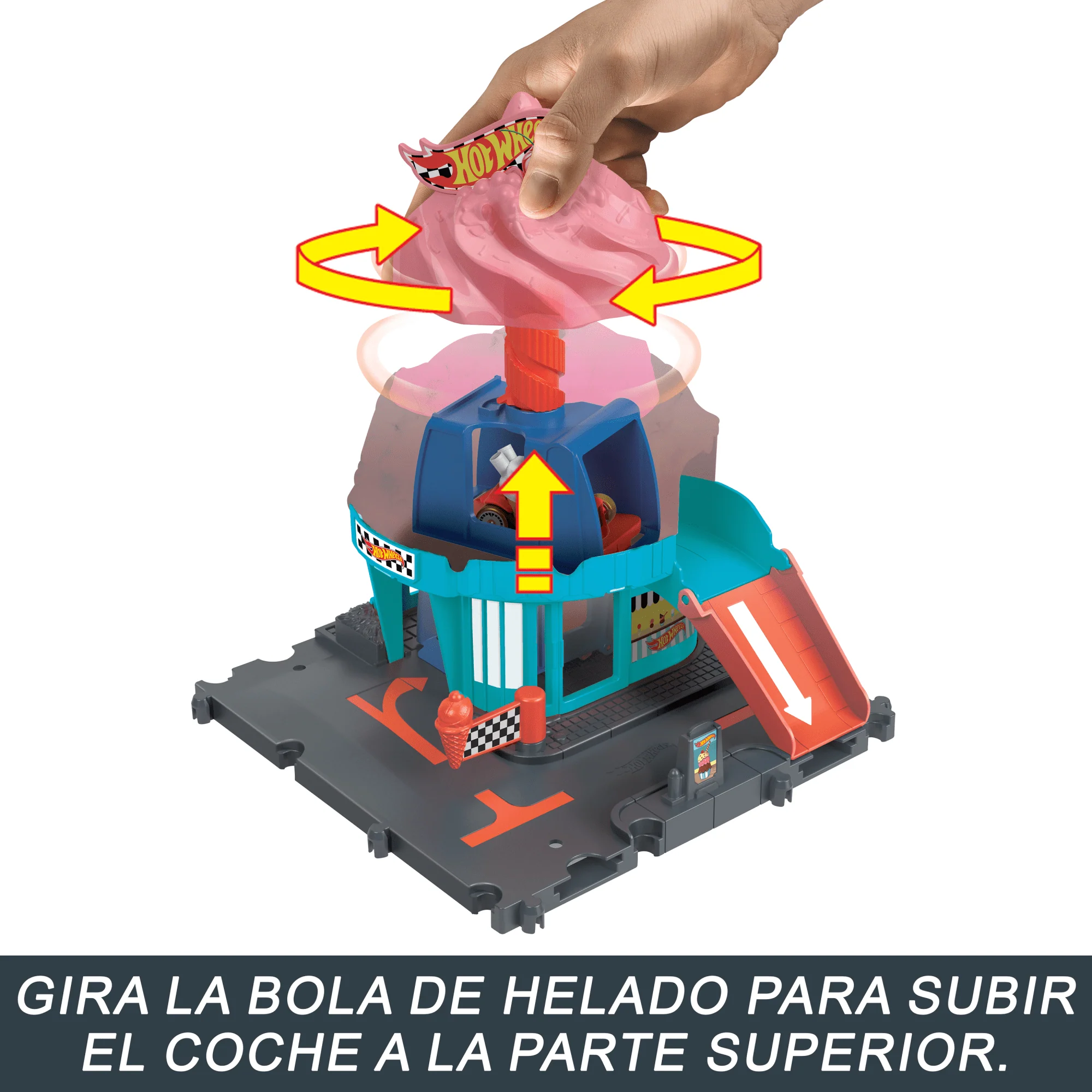 Conjunto De Pista De Hot Wheels City Con 1 Coche Hot Wheels, Conjunto De Juego De Heladería - Image 4