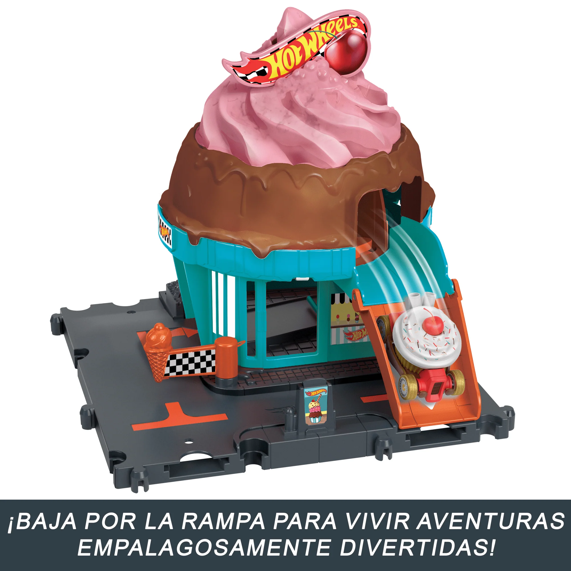 Conjunto De Pista De Hot Wheels City Con 1 Coche Hot Wheels, Conjunto De Juego De Heladería - Image 5
