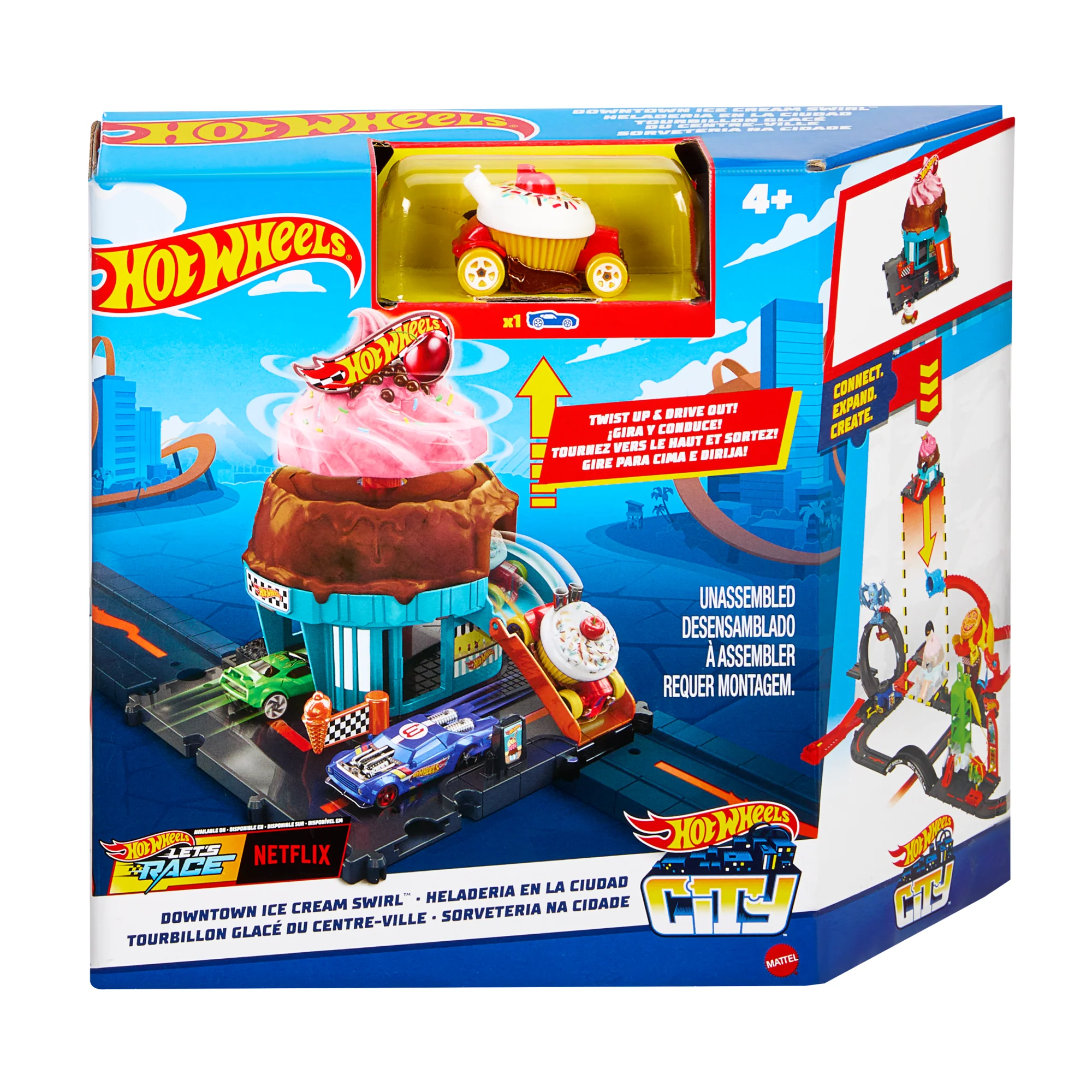Conjunto De Pista De Hot Wheels City Con 1 Coche Hot Wheels, Conjunto De Juego De Heladería - Image 6