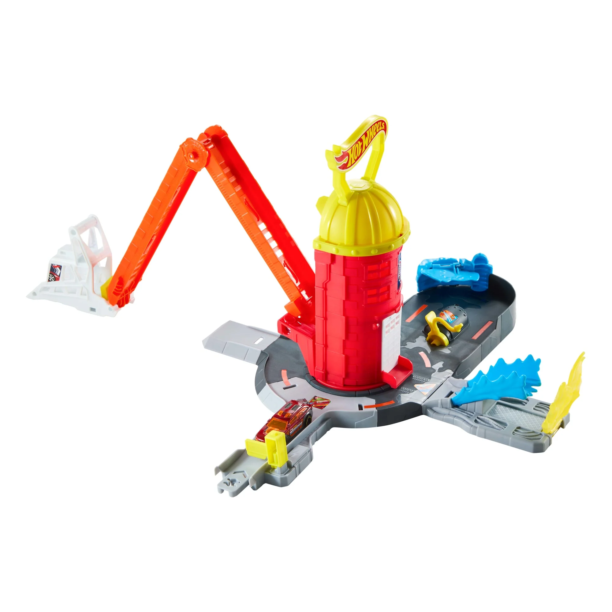 Hot Wheels City Super Fire Station Rescue Playset & 1:64 Scale Toy Car, Track Extends 16” - Image 2