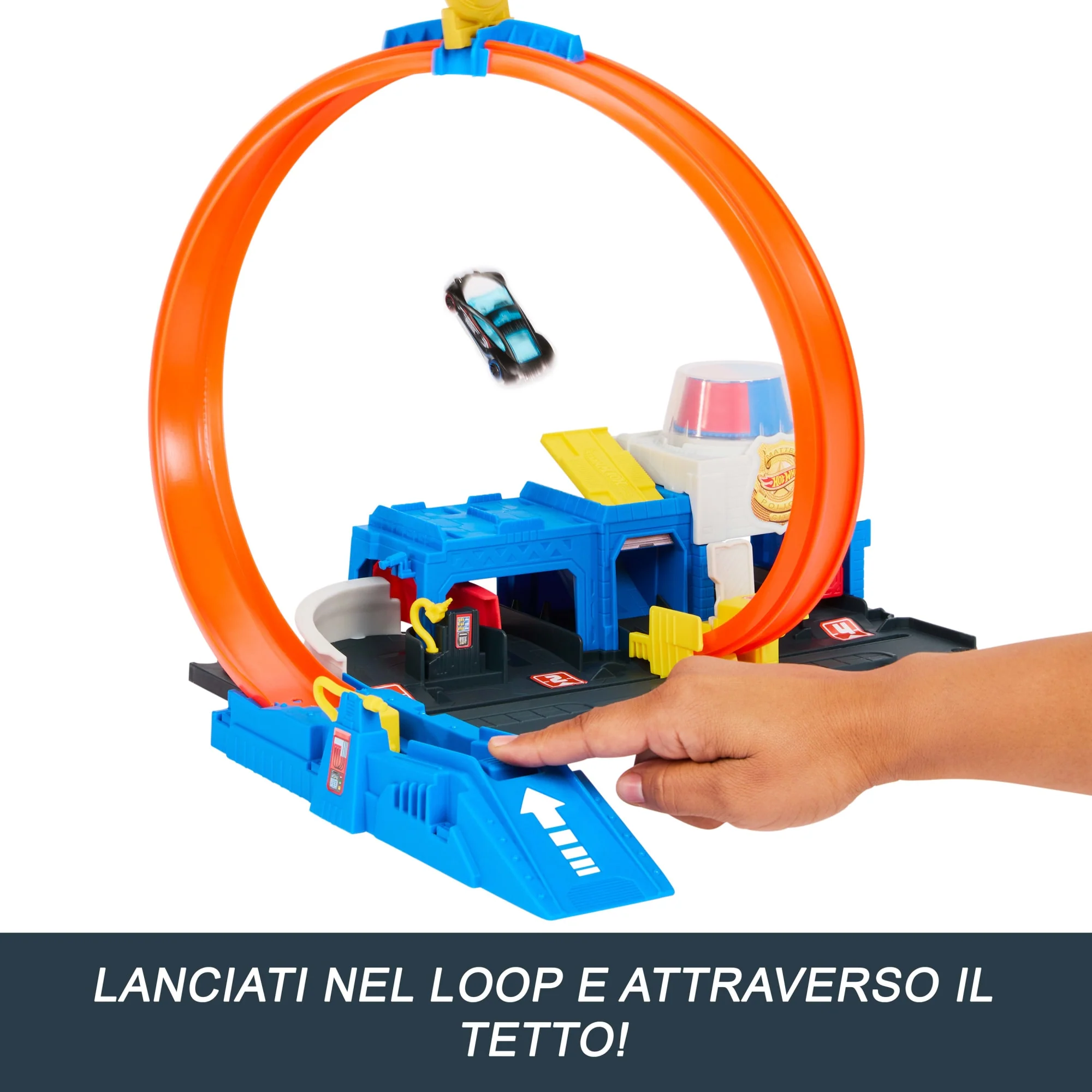 Hot Wheels City Super Stazione Di Polizia Playset Con Macchinina Giocattolo in Scala 1:64 E Pista Regolabile - Image 3