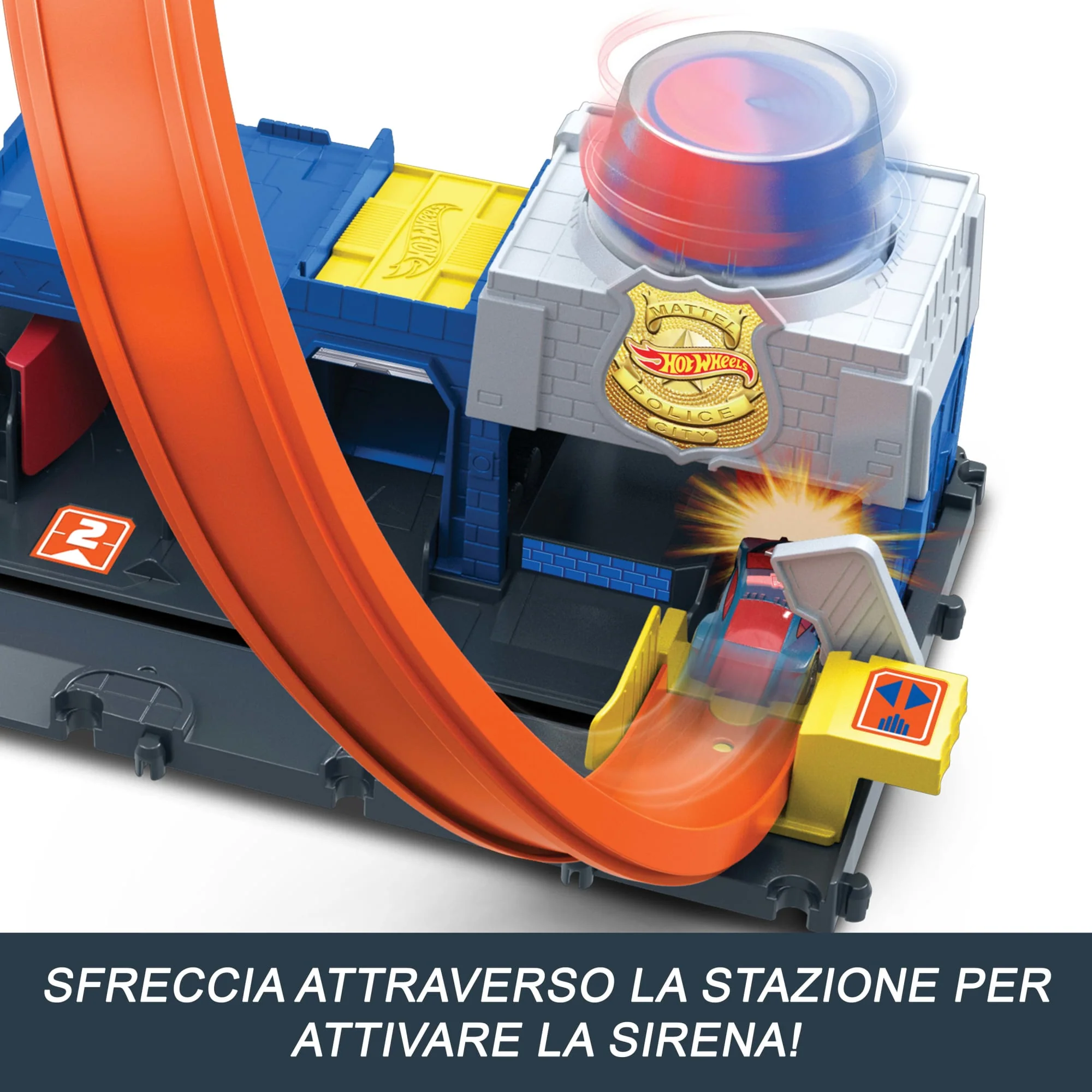 Hot Wheels City Super Stazione Di Polizia Playset Con Macchinina Giocattolo in Scala 1:64 E Pista Regolabile - Image 5
