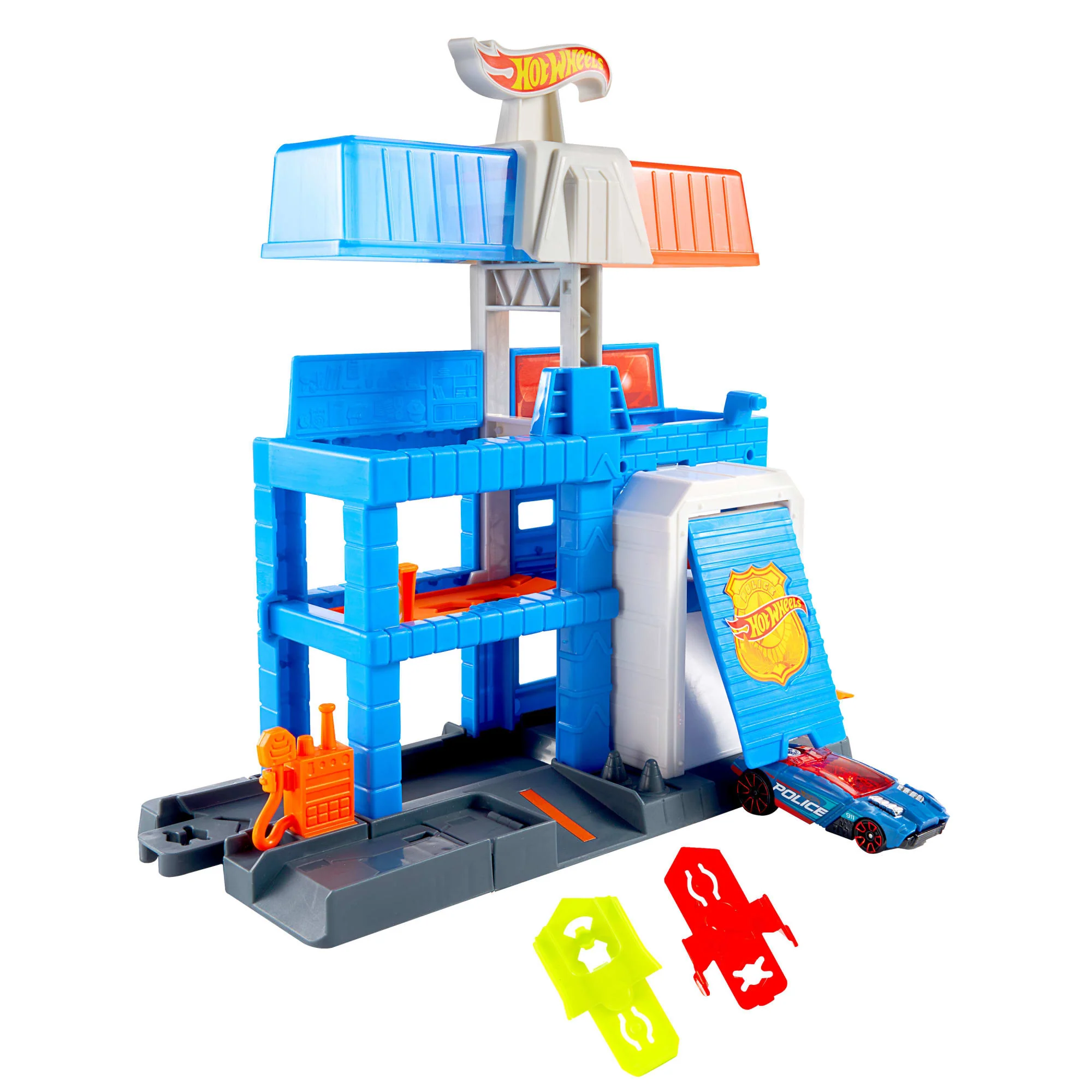 Conjunto De Juego Torre Comisaría De Policía De Hot Wheels City Y Coche De Juguete De Policía Metálico A Escala 1:64 - Image 2
