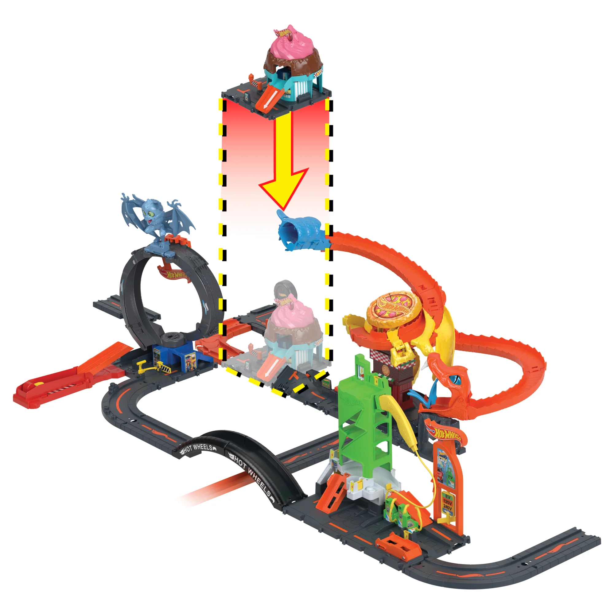 Hot Wheels City Downtown Ice Cream Swirl Playset From The Series “Let's Race” With 1 Toy Car - Image 6