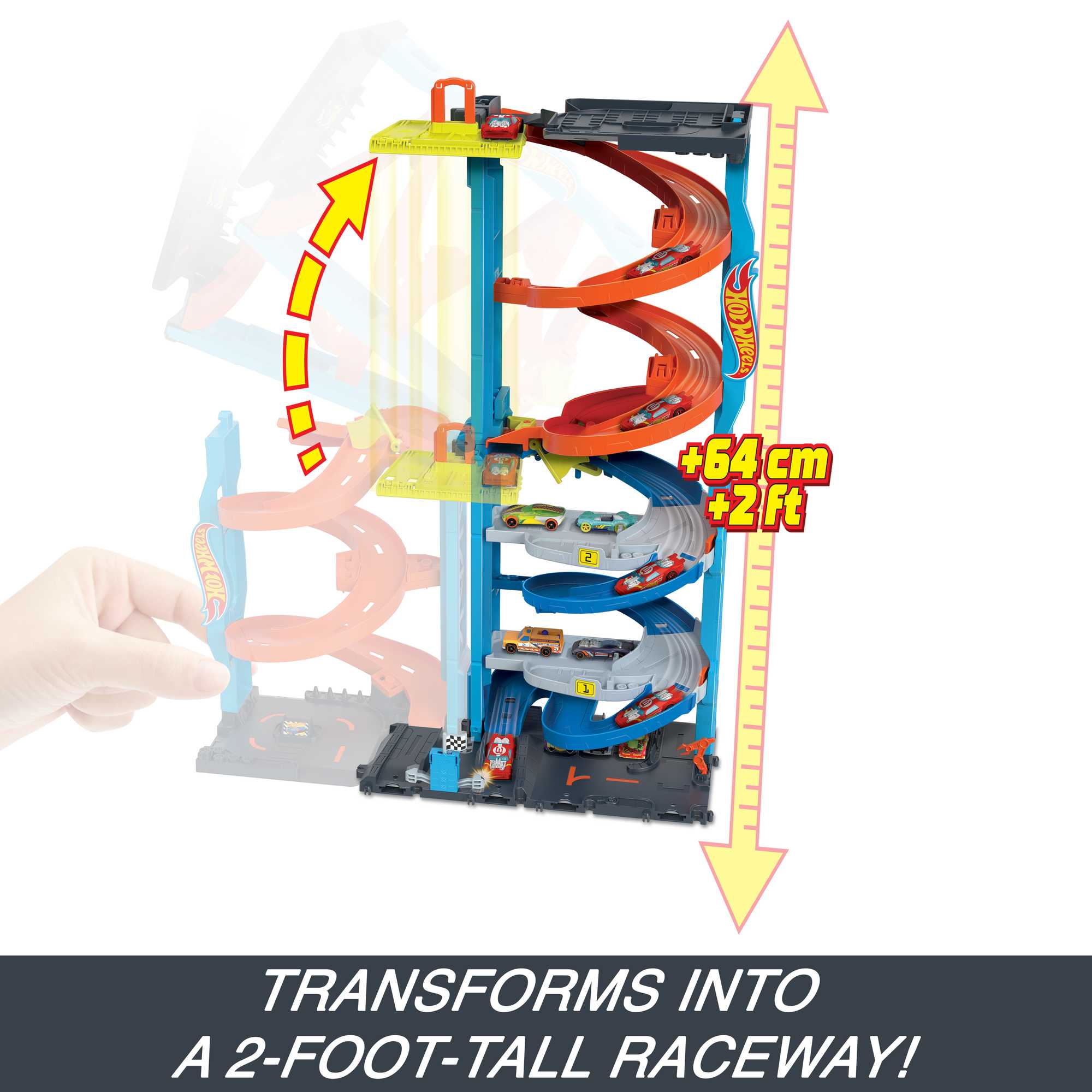 Hot Wheels City Transforming Race Tower Playset, Track Set With 1 Toy Car - Image 4