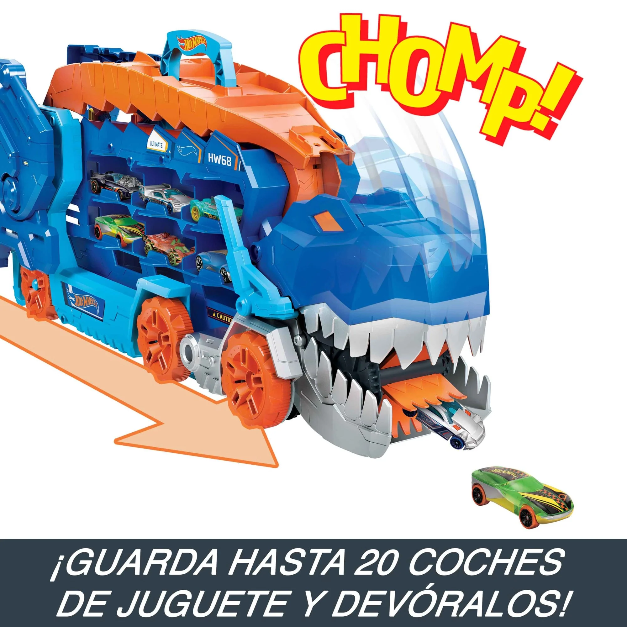 Camión Tráiler De Hot Wheels City Que Se Transforma En Un Tiranosaurio Rex Con Pista De Carreras Y Capacidad Para Almacenar Más De 20 Coches - Image 3