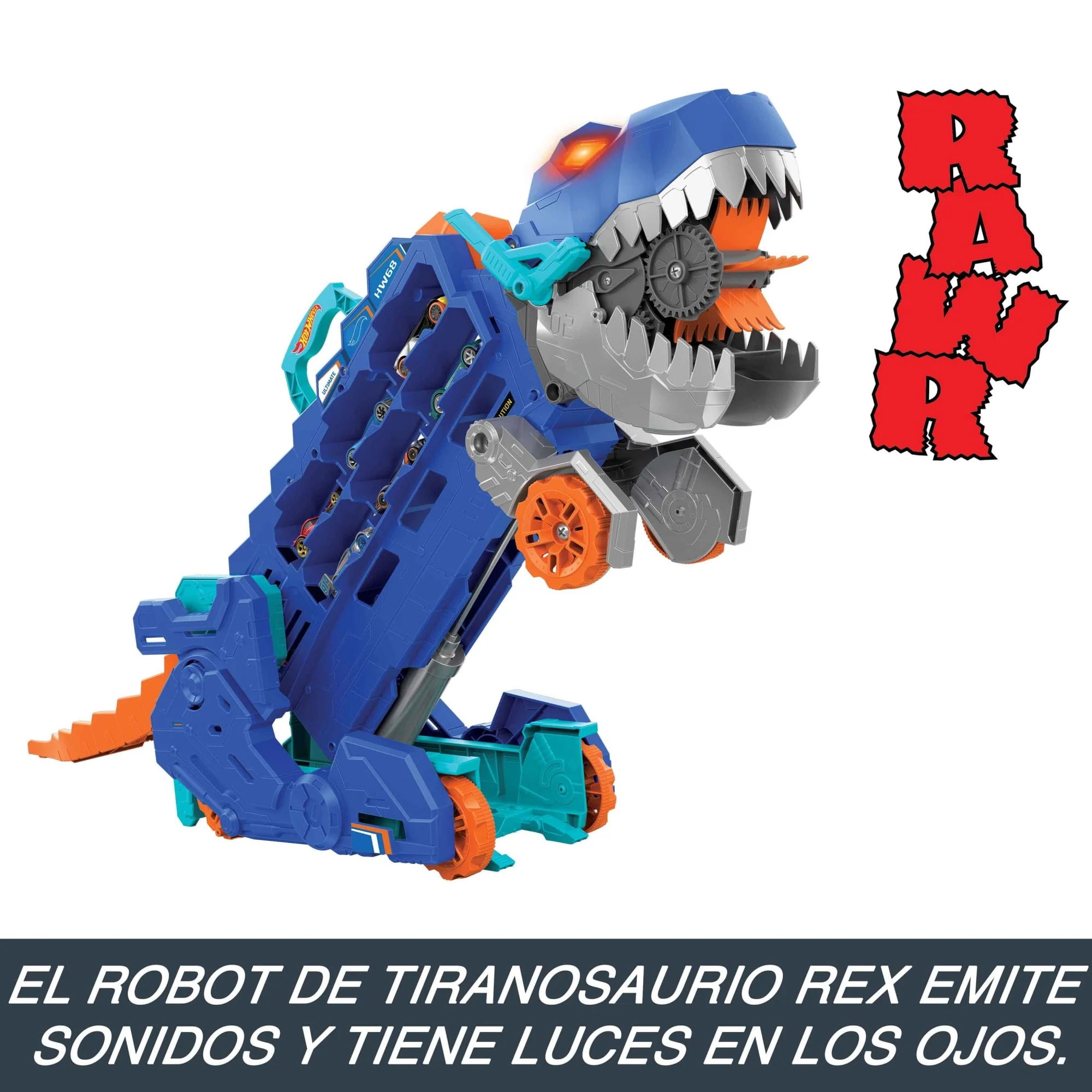 Camión Tráiler De Hot Wheels City Que Se Transforma En Un Tiranosaurio Rex Con Pista De Carreras Y Capacidad Para Almacenar Más De 20 Coches - Image 5