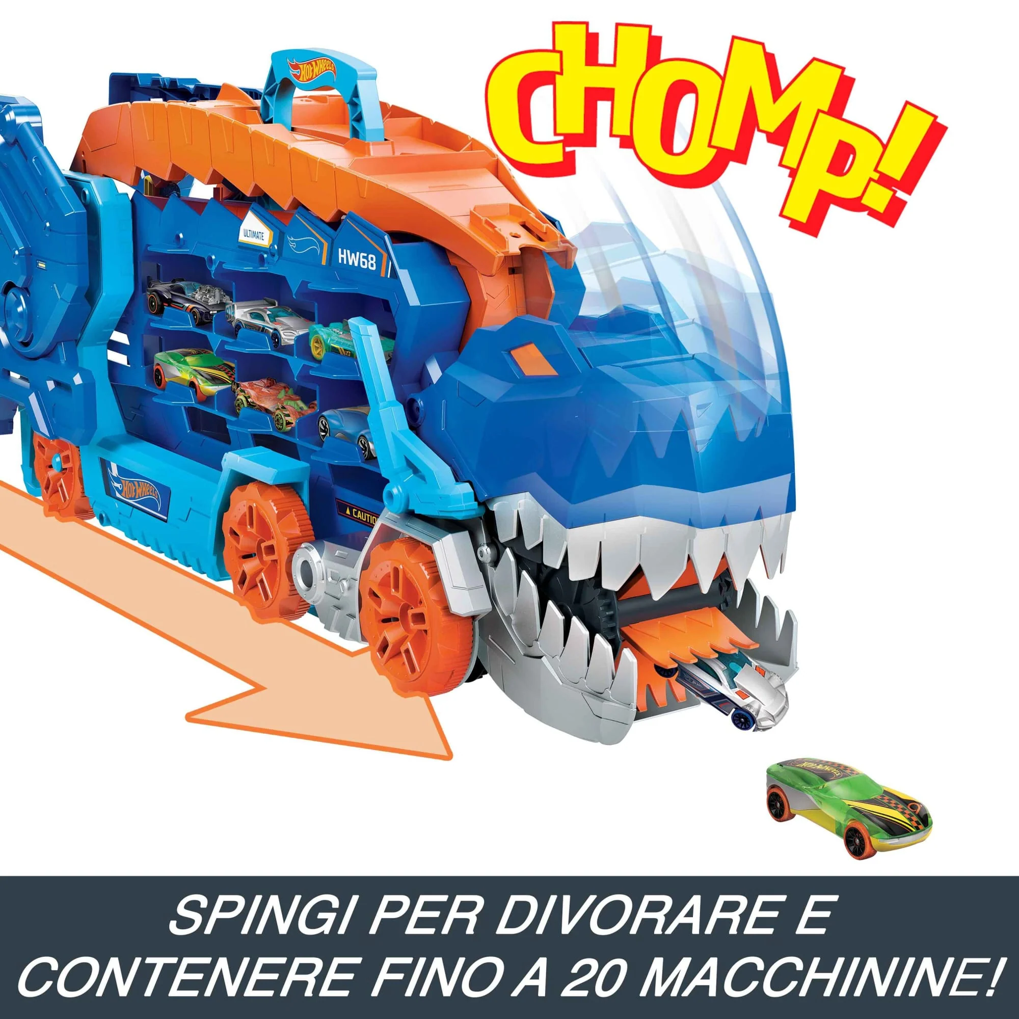 Hot Wheels City MEGA Dino Trasportatore, Si Trasforma in Un T-Rex Con Pista Da Corsa, Box Per Riporre Oltre 20 Macchinine - Image 3