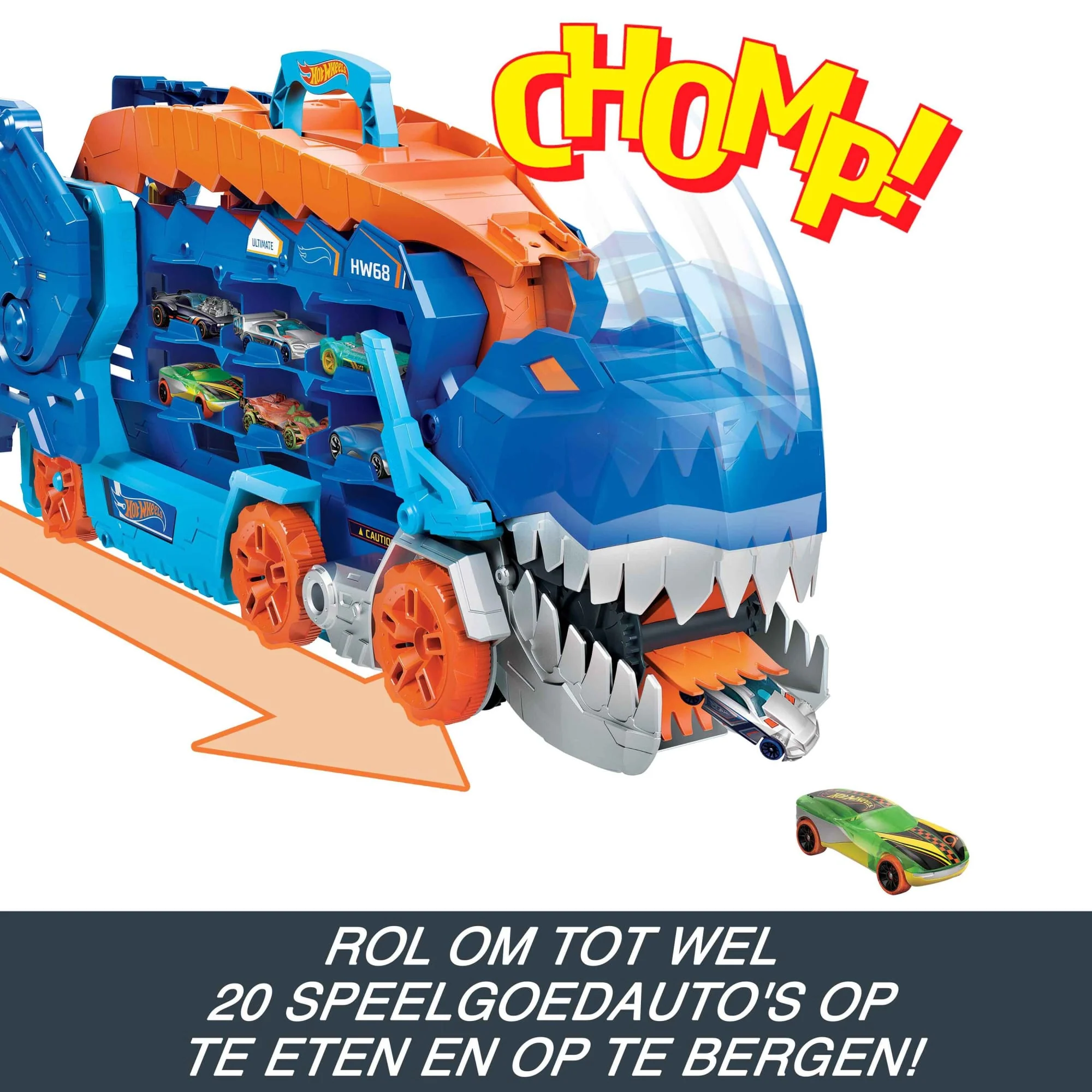 Hot Wheels City Ultieme Vrachtwagen, Transformeert in Een T-Rex Met Racebaan, Opbergplek Voor Meer Dan 20 Auto's - Image 3