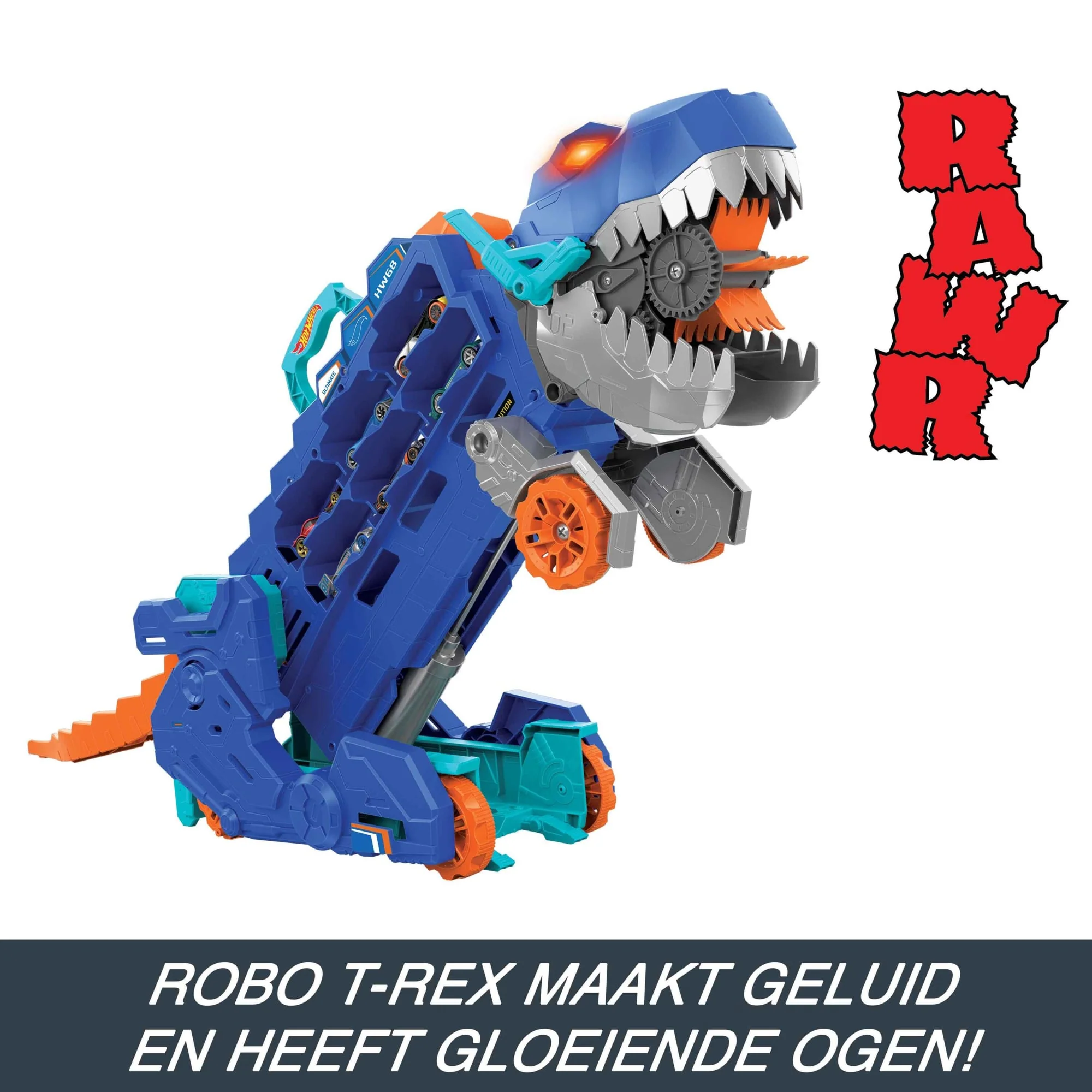 Hot Wheels City Ultieme Vrachtwagen, Transformeert in Een T-Rex Met Racebaan, Opbergplek Voor Meer Dan 20 Auto's - Image 5