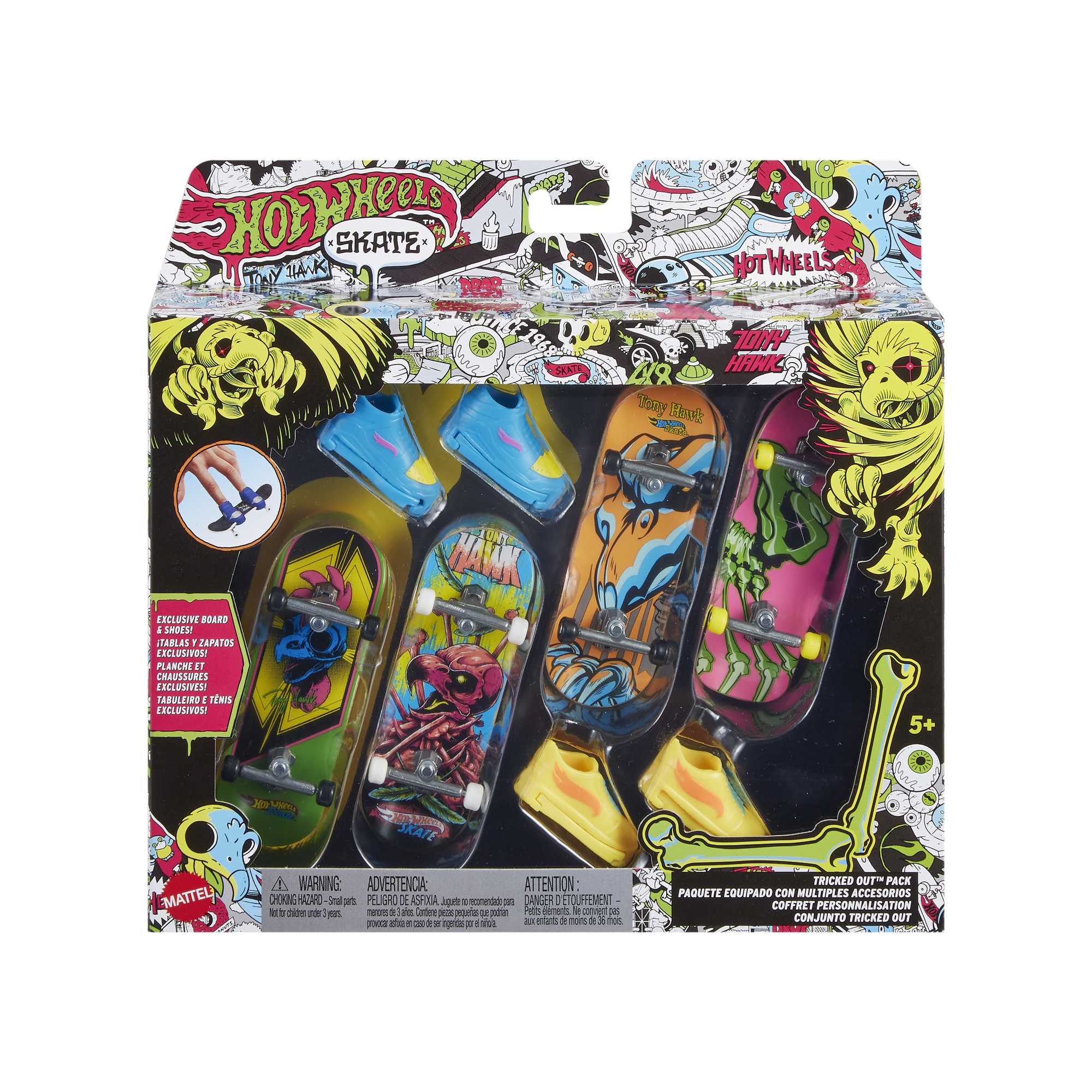 Hot Wheels - Skate - Assortiment Coffret Skates Fluorescents Tony Hawk - Fingerskates - 5 Ans Et + - Image 3