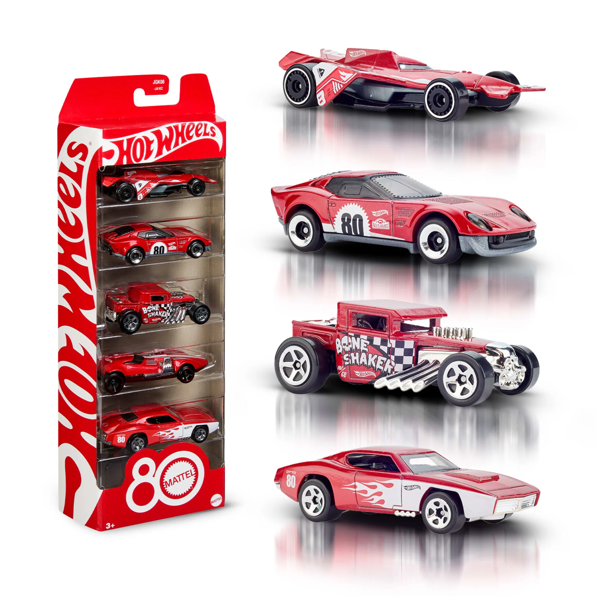 Hot Wheels Core Mattel 80. Jubiläum 5Er-Pack Spielzeugautos Im Maßstab 1:64 Mit Deko Zum Sammeln