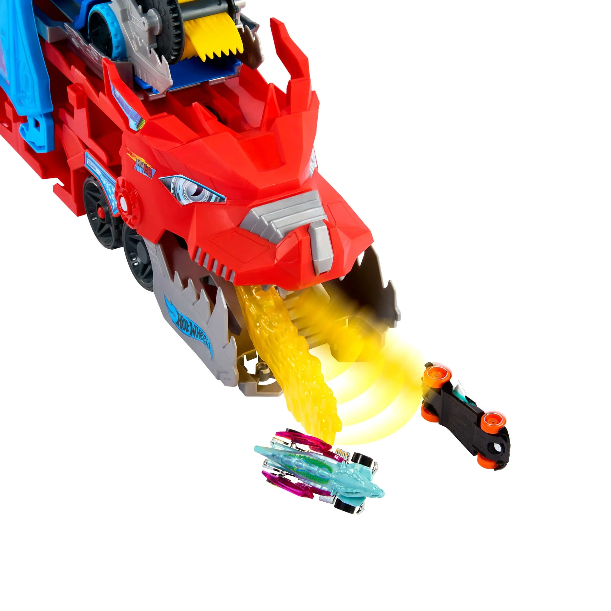 Dragón Transportador Con Ataque Doble Definitivo De Hot Wheels City Con 2 Coches De Juguete A Escala 1:64 - Image 4