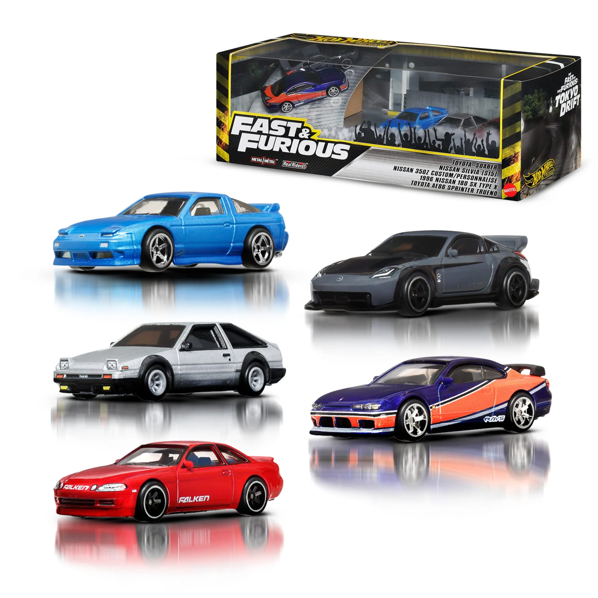 Hot Wheels Autos, Fast & Furious Tokyo Drift Premiumpaket Aus 5 Die-Cast-Fahrzeugen Im Maßstab 1:64