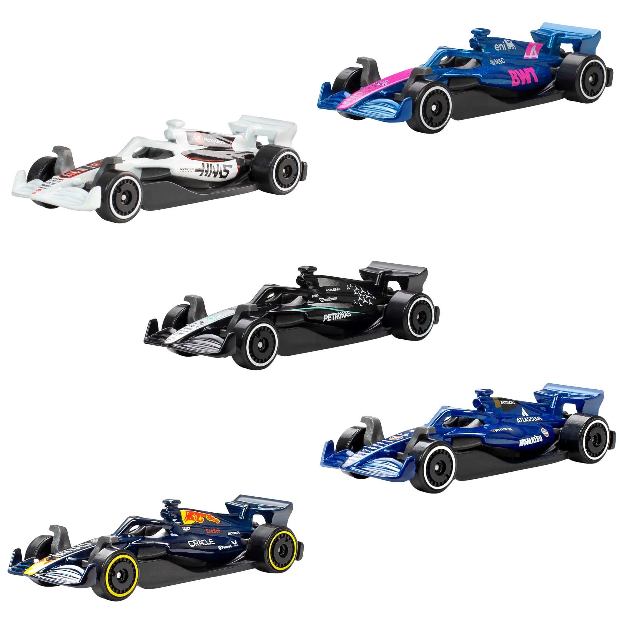 Hot Wheels Formel 1 5Er-Pack, 5Er-Set Die-Cast-Spielzeug F1-Autos Im Maßstab 1:64
